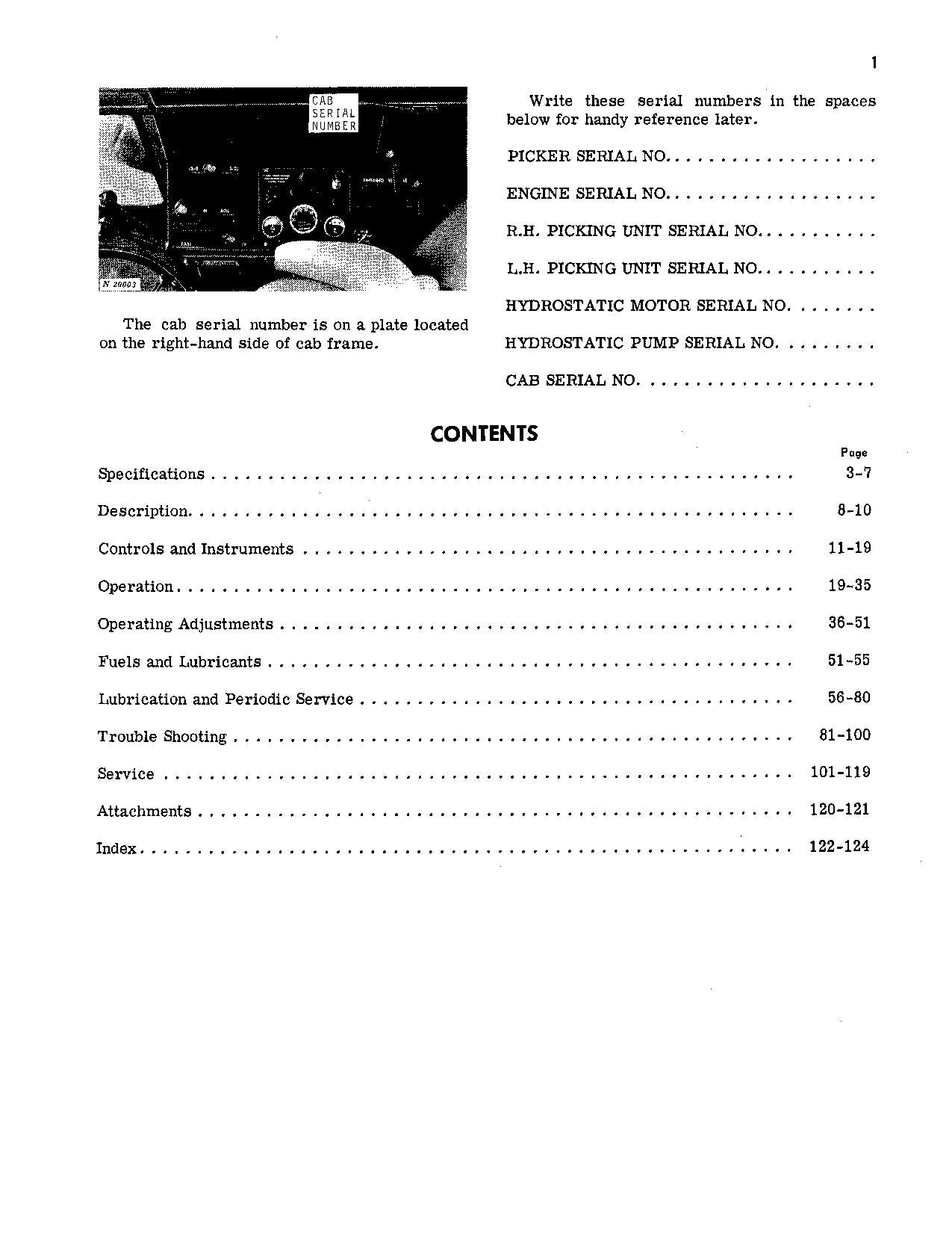 JOHN DEERE 499 COTTON PICKER OPERATORS MANUAL #1