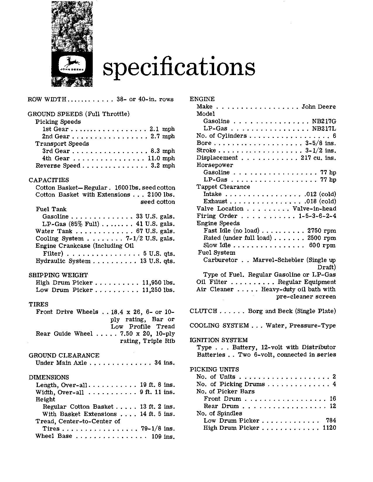 JOHN DEERE 99 COTTON PICKER OPERATORS MANUAL #2