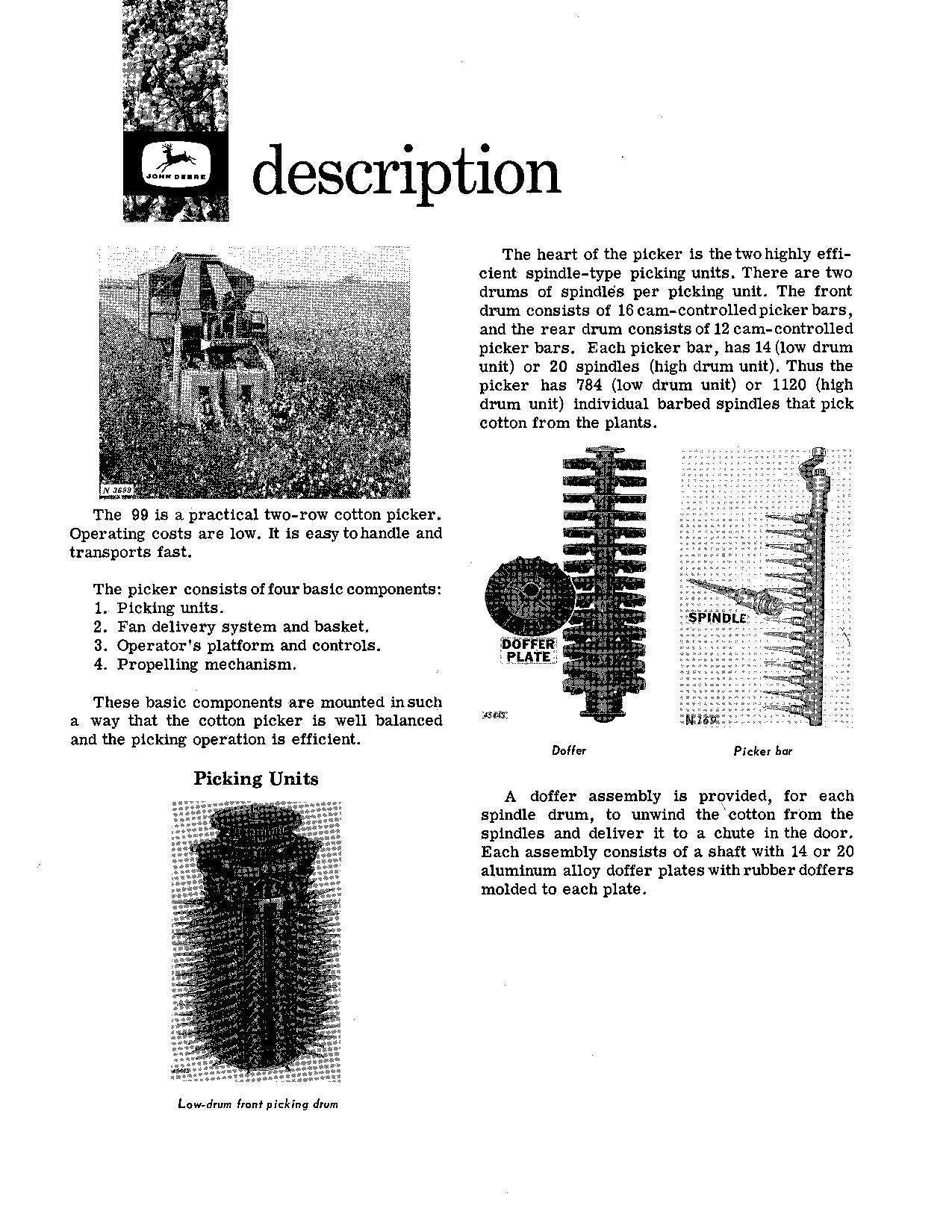 JOHN DEERE 99 COTTON PICKER OPERATORS MANUAL #2