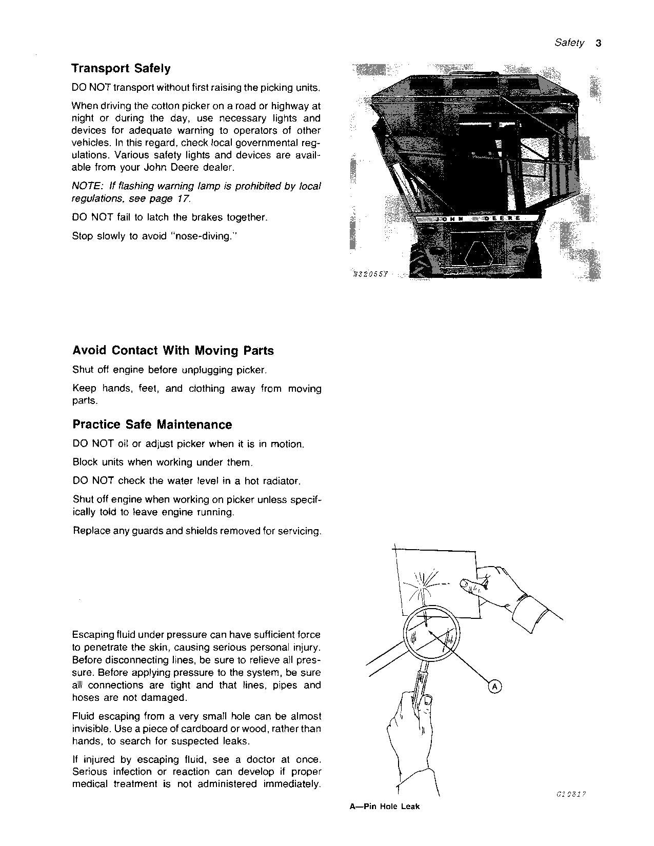 JOHN DEERE 9900 COTTON PICKER OPERATORS MANUAL #1