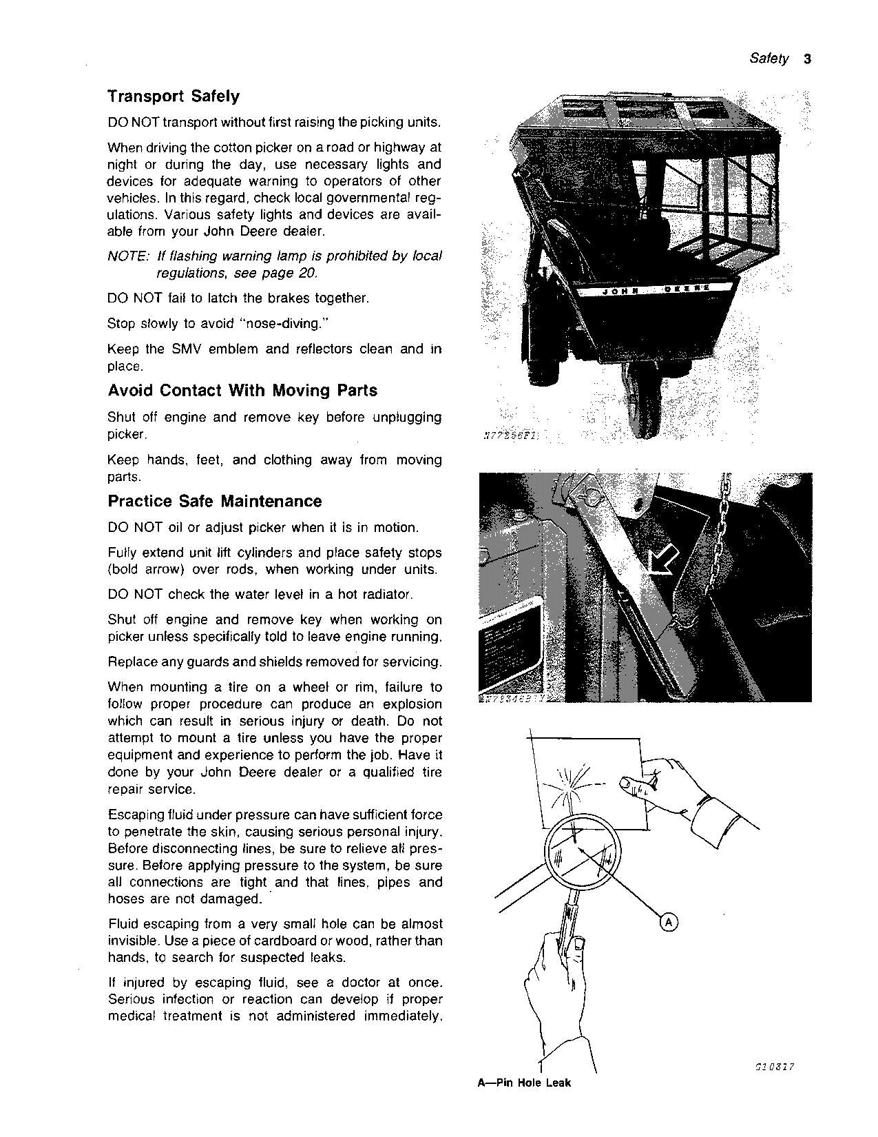 JOHN DEERE 9910 COTTON PICKER OPERATORS MANUAL #1