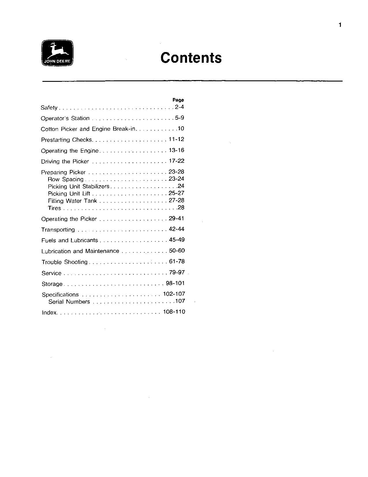 JOHN DEERE 9910 COTTON PICKER OPERATORS MANUAL #2