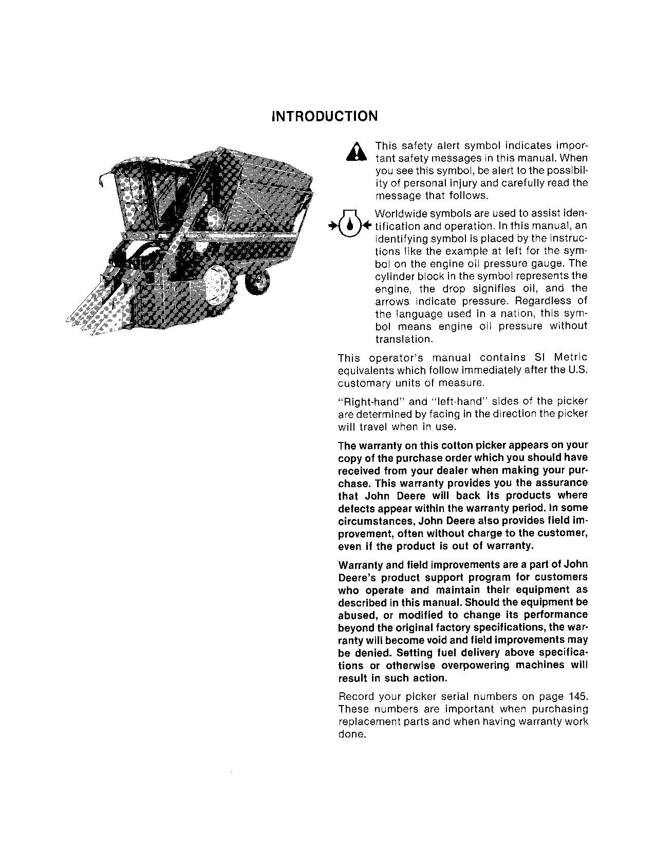 JOHN DEERE 9920 COTTON PICKER OPERATORS MANUAL #1