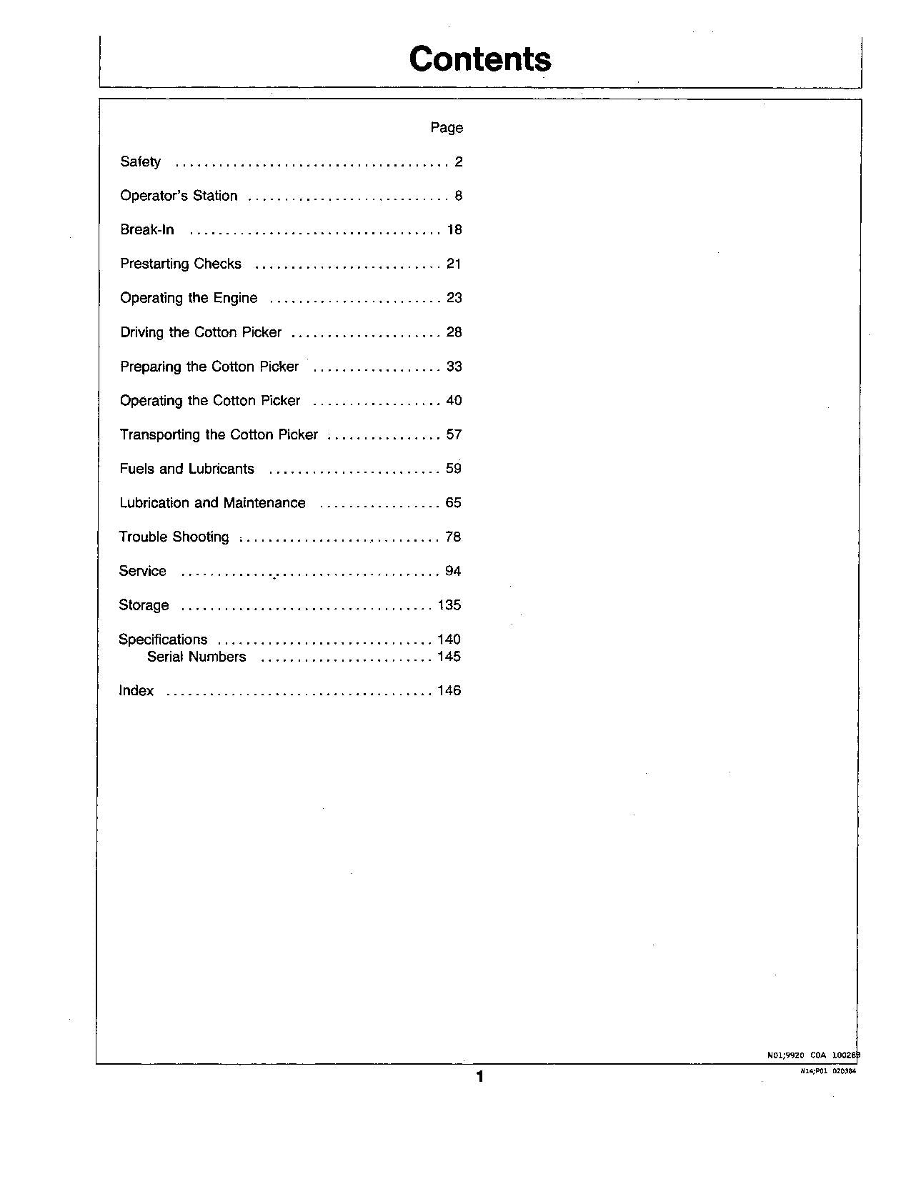 JOHN DEERE 9920 COTTON PICKER OPERATORS MANUAL #2