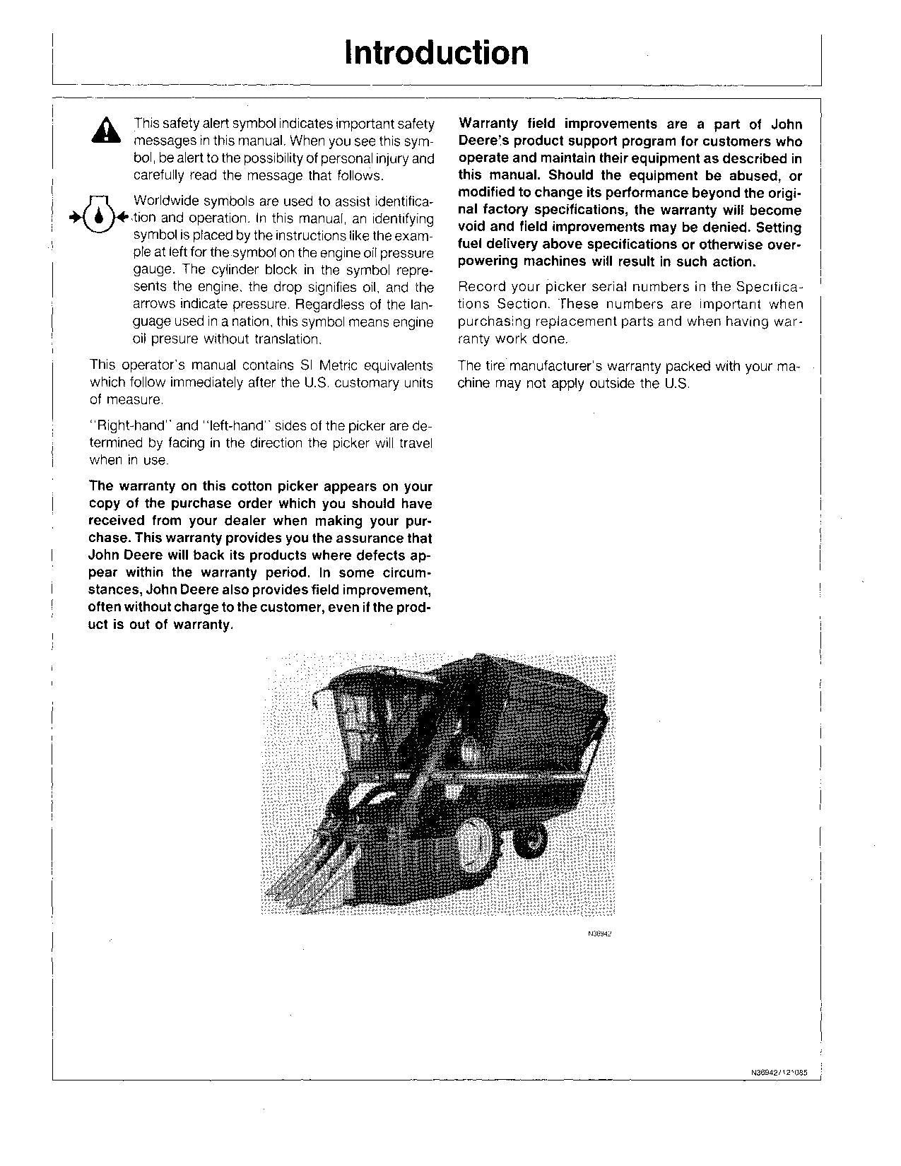 JOHN DEERE 9920 COTTON PICKER OPERATORS MANUAL #2