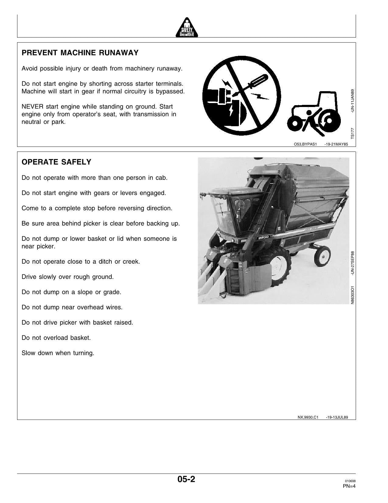 JOHN DEERE 9930 COTTON PICKER OPERATORS MANUAL #1