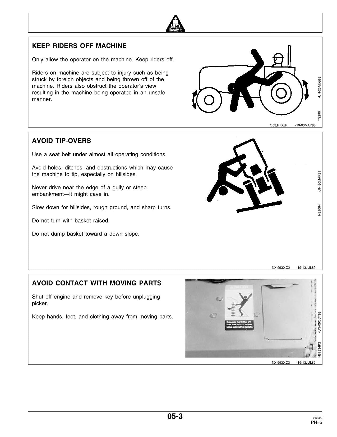 JOHN DEERE 9930 COTTON PICKER OPERATORS MANUAL #1