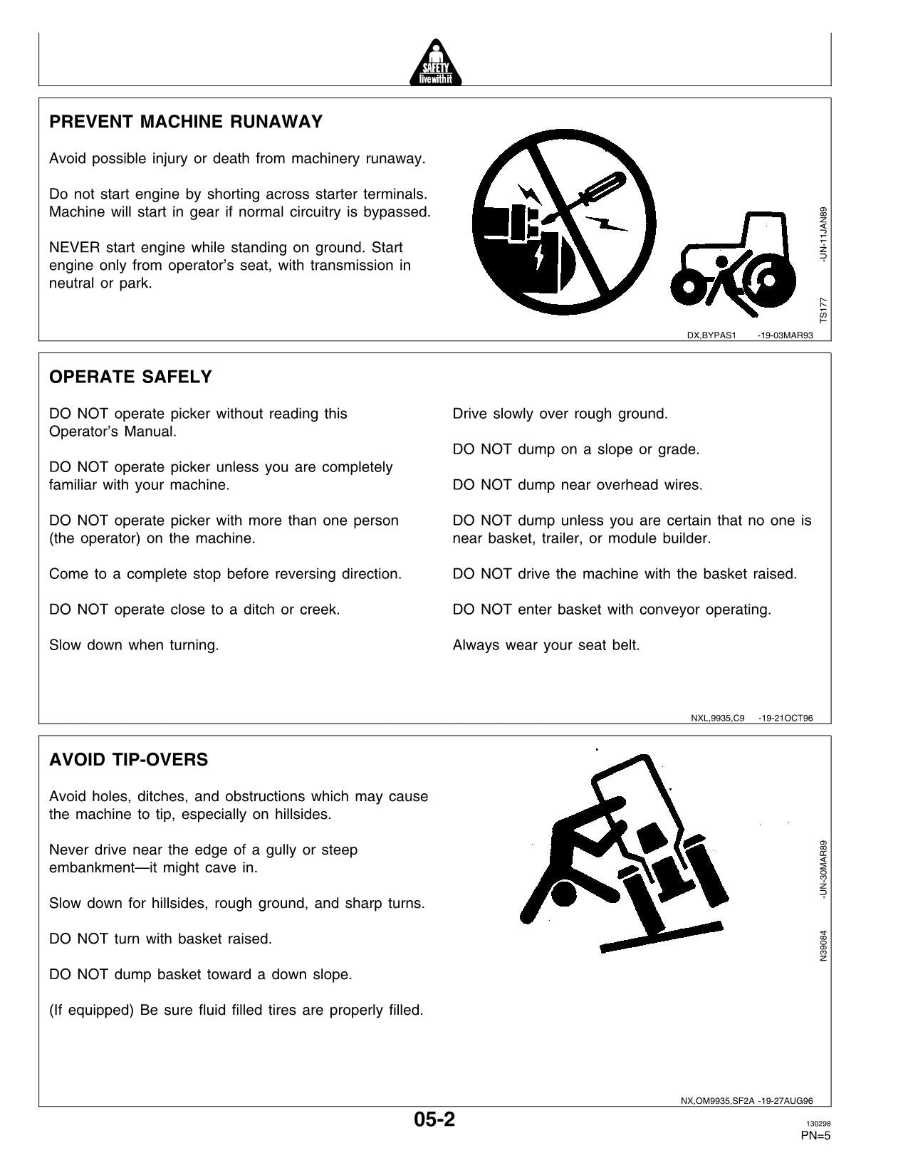 JOHN DEERE 9935 COTTON PICKER OPERATORS MANUAL #1