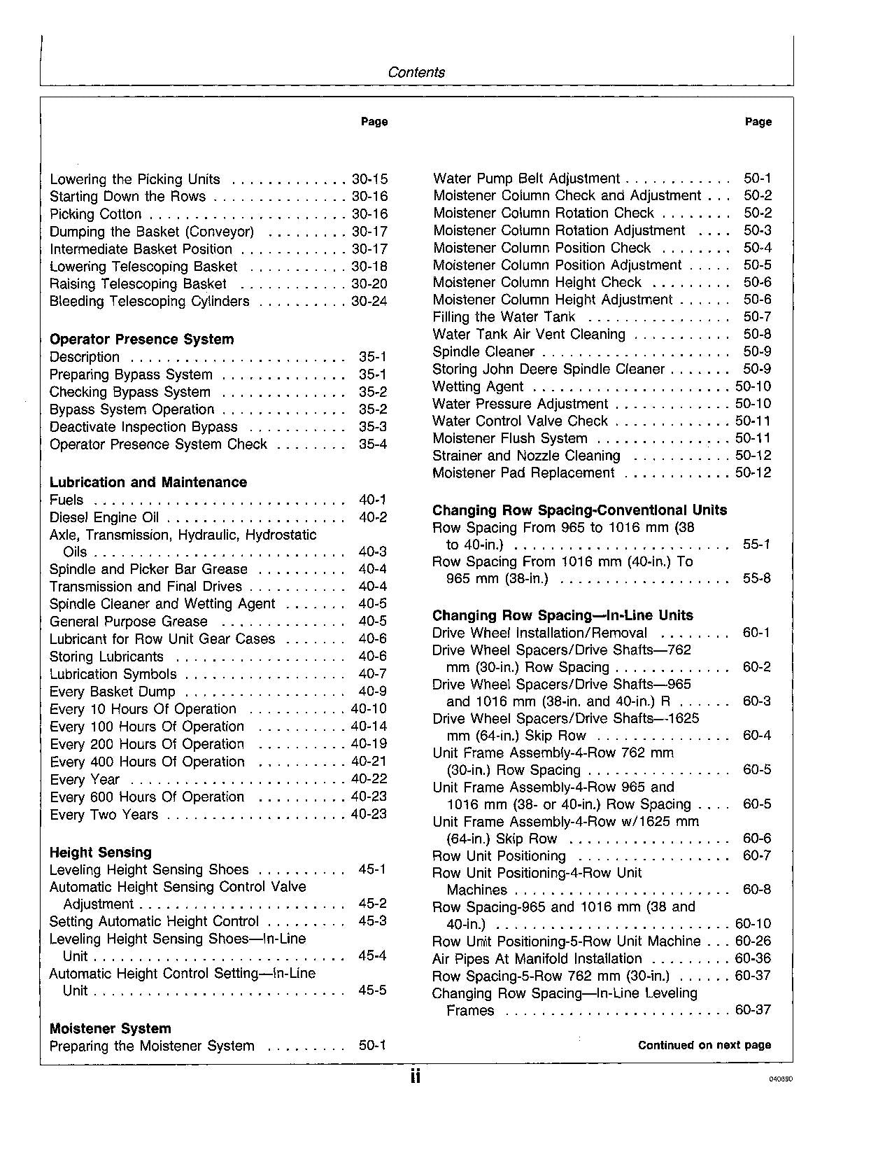 JOHN DEERE 9960 COTTON PICKER OPERATORS MANUAL #1