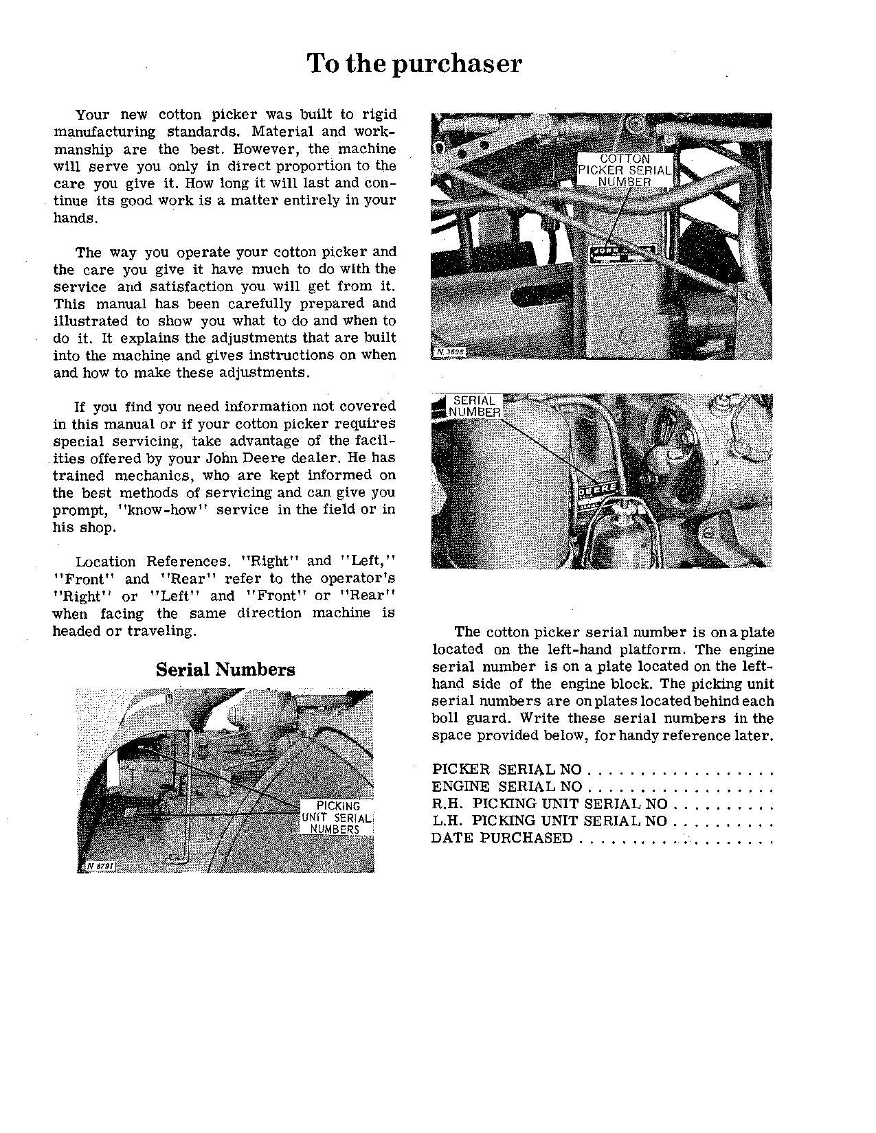 JOHN DEERE 99 BAUMWOLLPFLÜCKER BEDIENUNGSANLEITUNG NR. 3