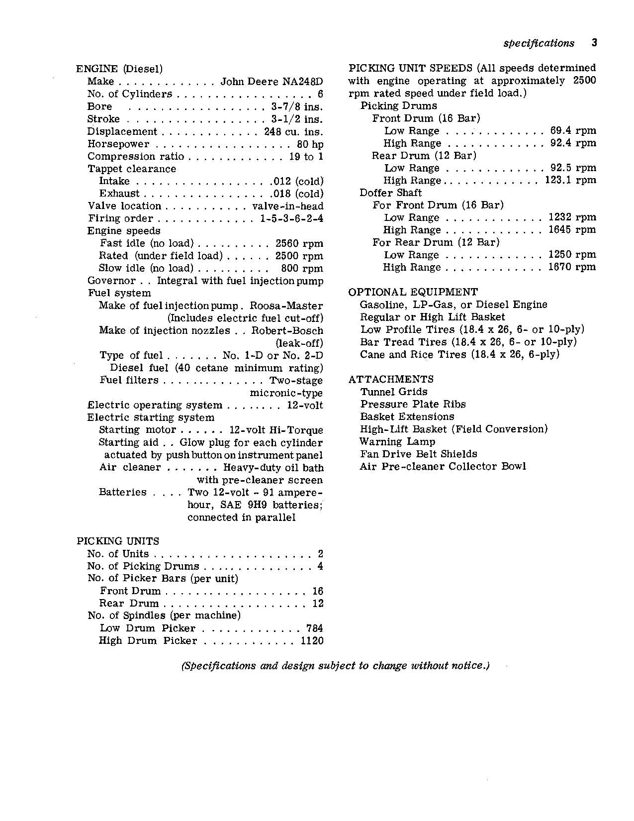 JOHN DEERE 99 COTTON PICKER OPERATORS MANUAL #3