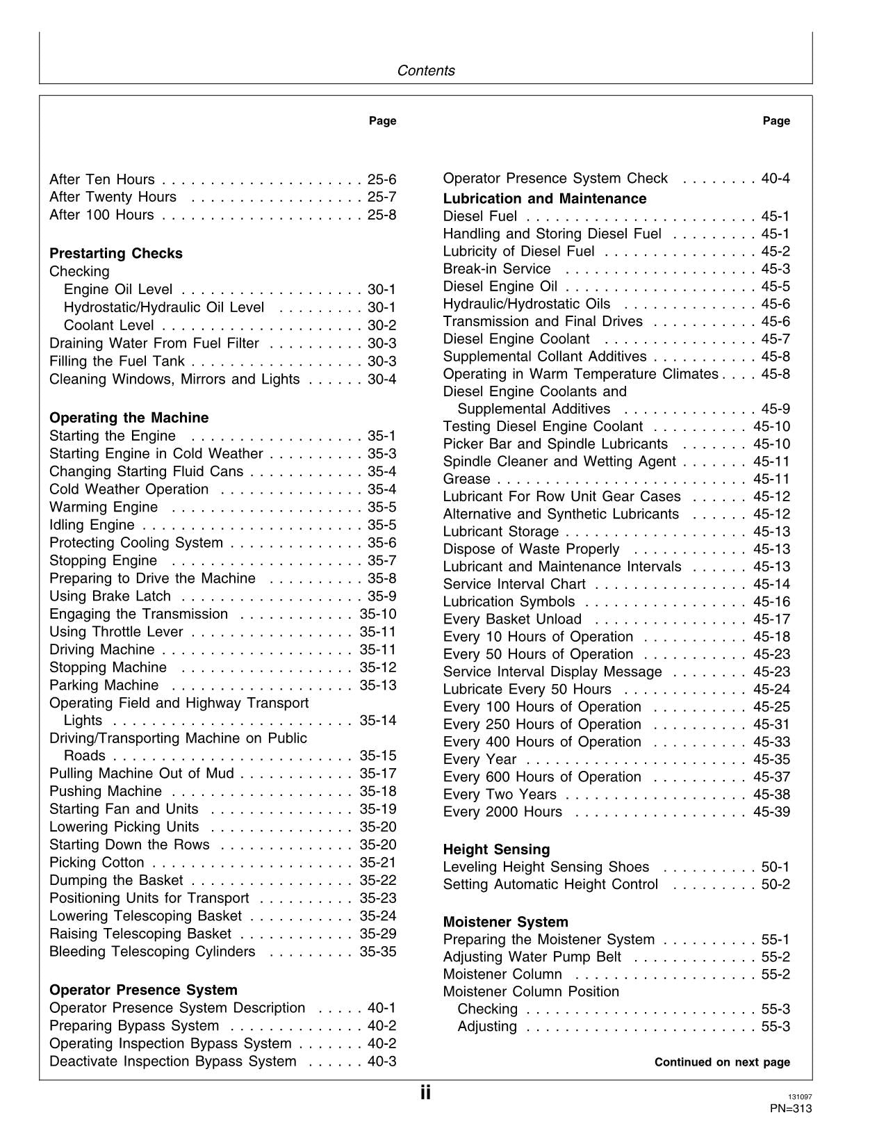 JOHN DEERE 9970 COTTON PICKER OPERATORS MANUAL #1