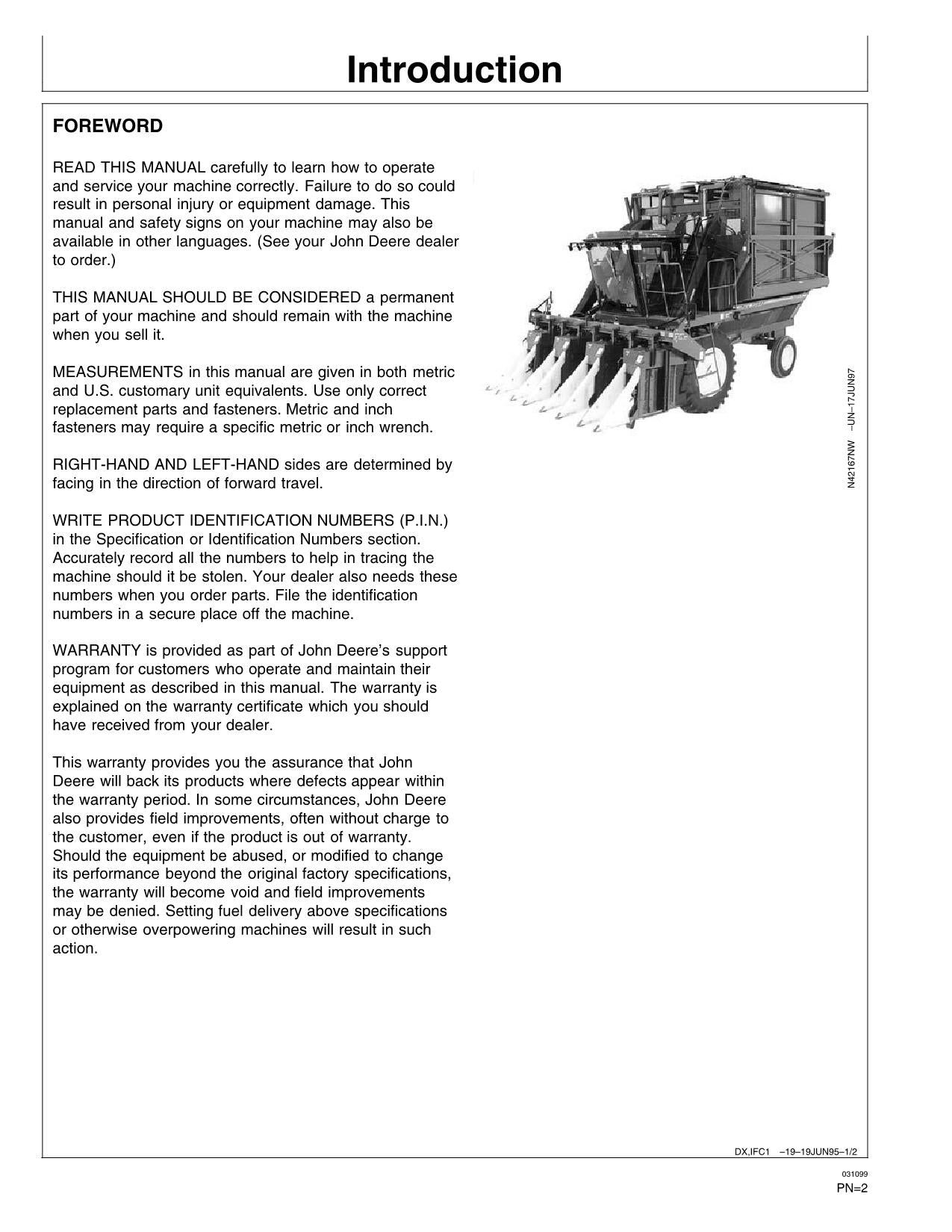 JOHN DEERE 9970 COTTON PICKER OPERATORS MANUAL #4