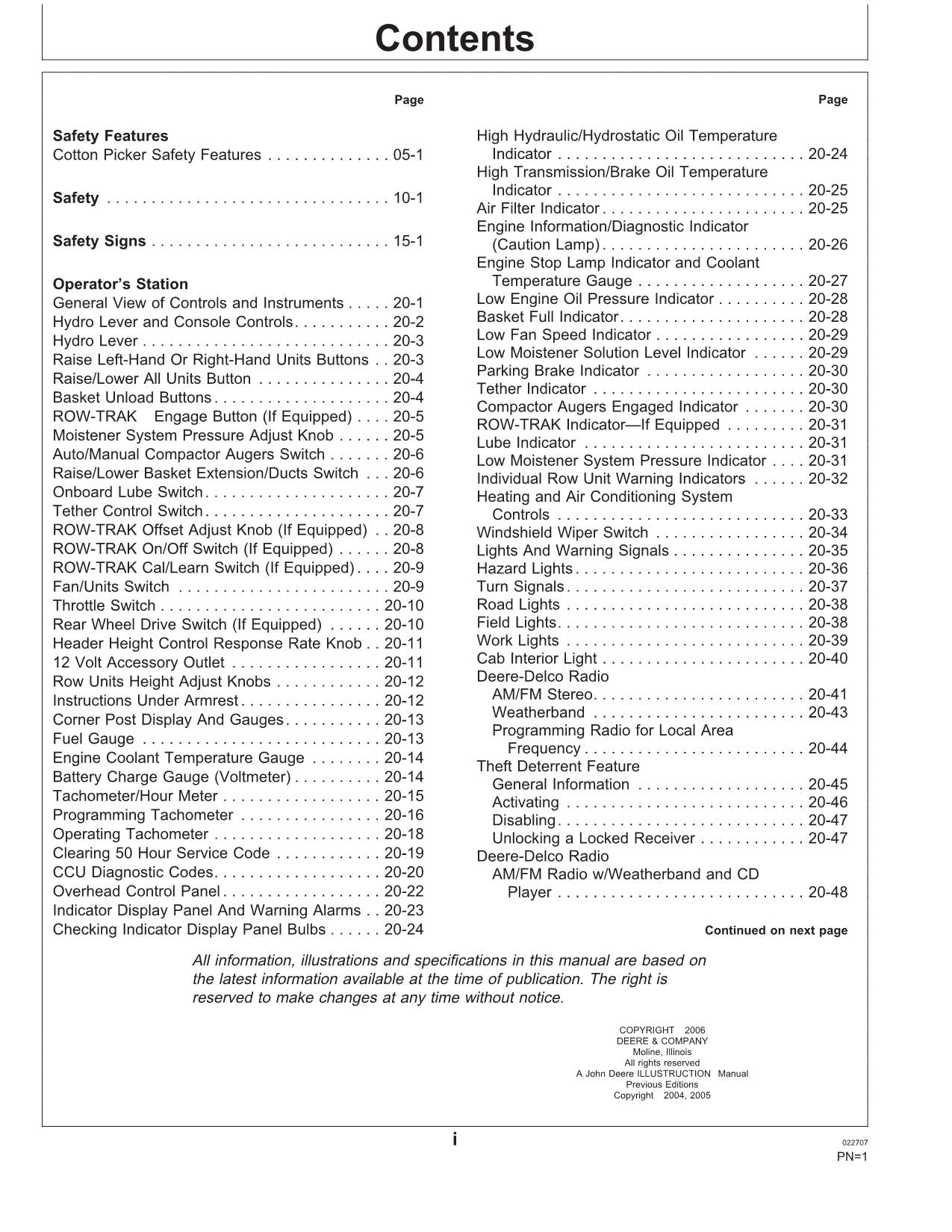 JOHN DEERE 9996 COTTON PICKER OPERATORS MANUAL #2