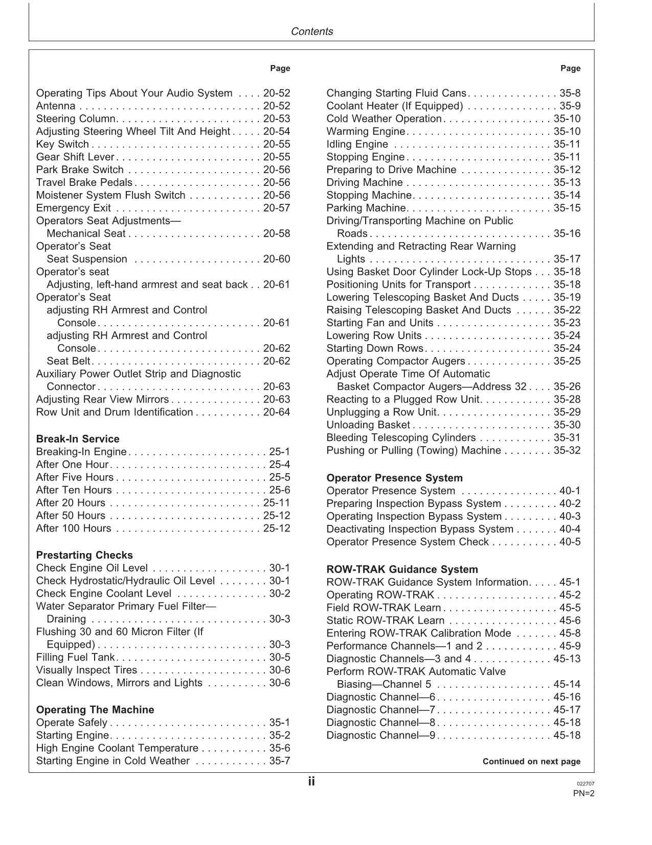 JOHN DEERE 9996 COTTON PICKER OPERATORS MANUAL #2