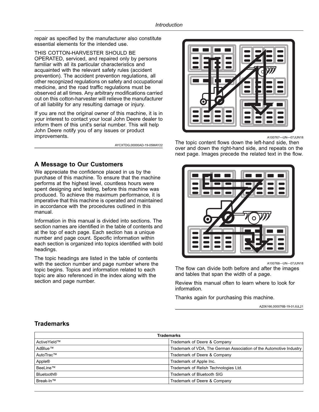 MANUEL D'UTILISATION DU CUEILLEUR DE COTON JOHN DEERE CP770 #1