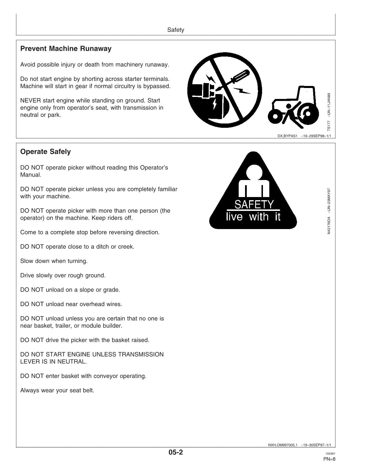 JOHN DEERE 9970 COTTON PICKER OPERATORS MANUAL #9