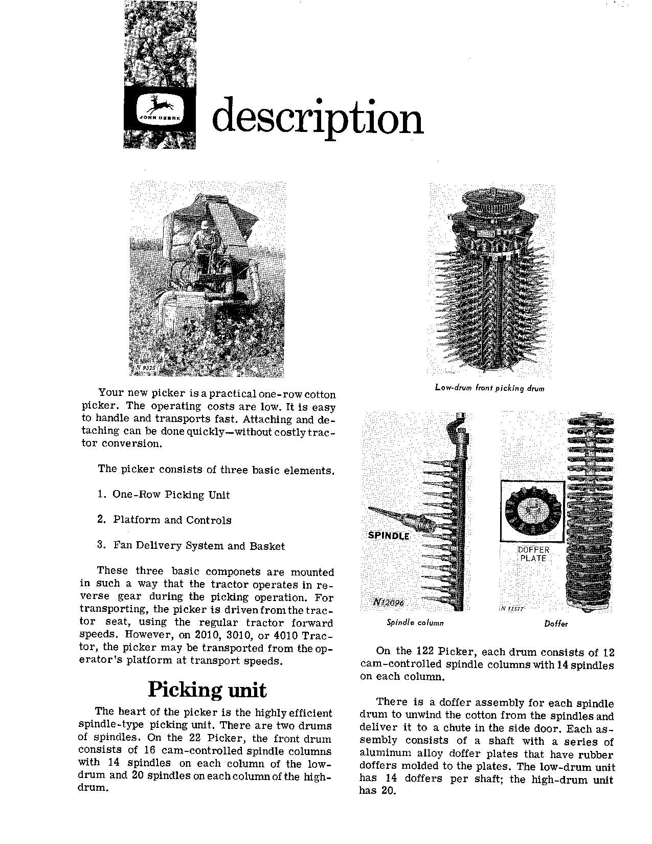 JOHN DEERE 122 22 COTTON PICKER OPERATORS MANUAL #3