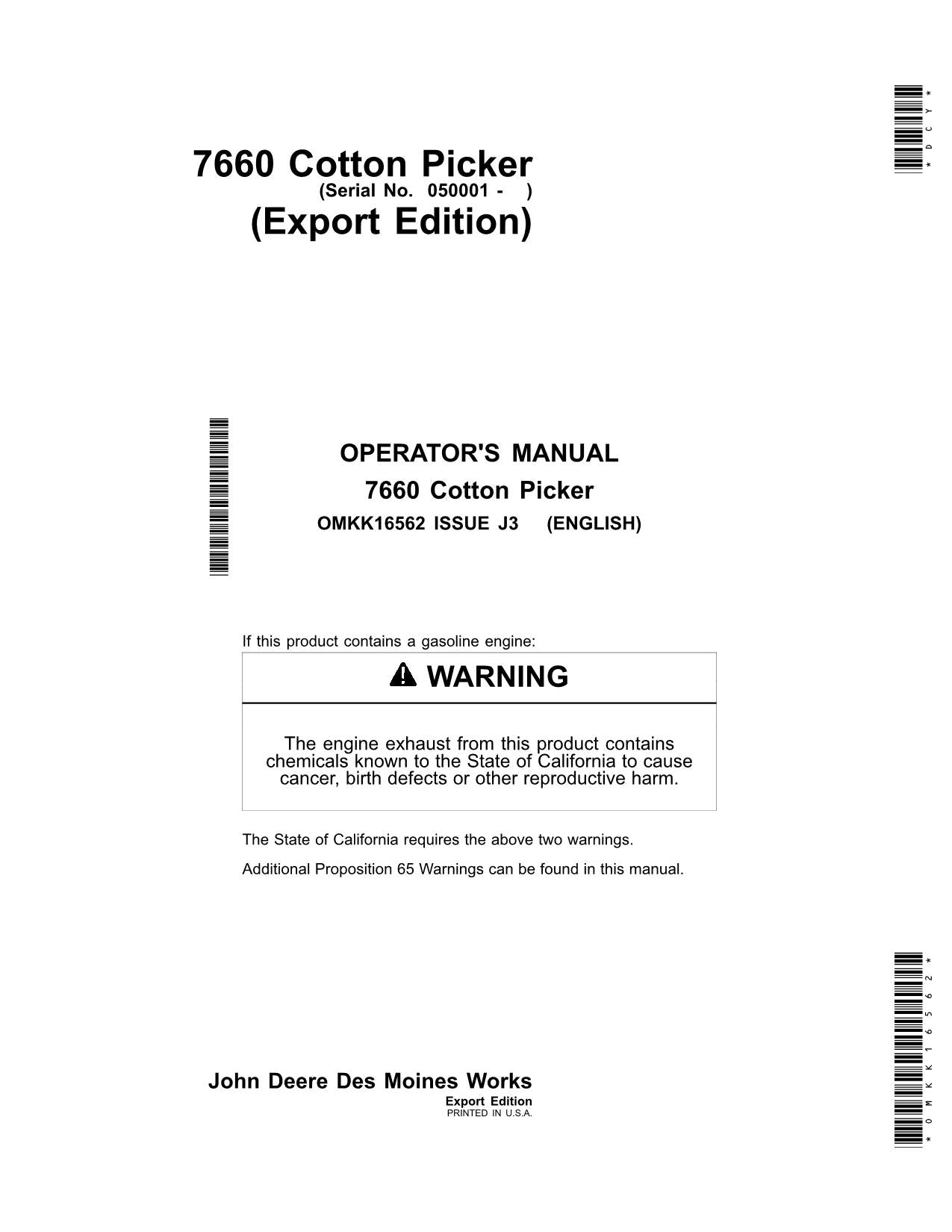 JOHN DEERE 7660 COTTON PICKER OPERATORS MANUAL #5