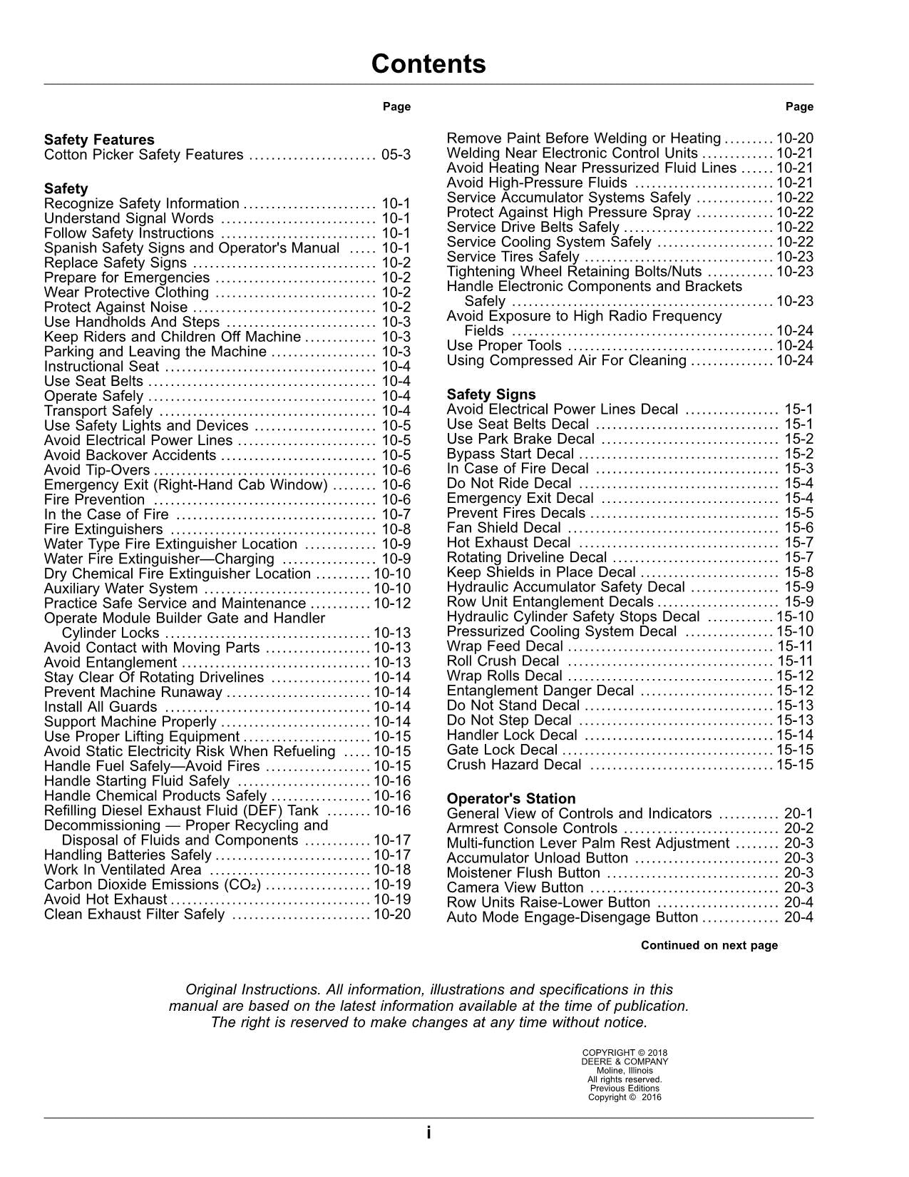 JOHN DEERE CP690 COTTON PICKER OPERATORS MANUAL 075001-080000