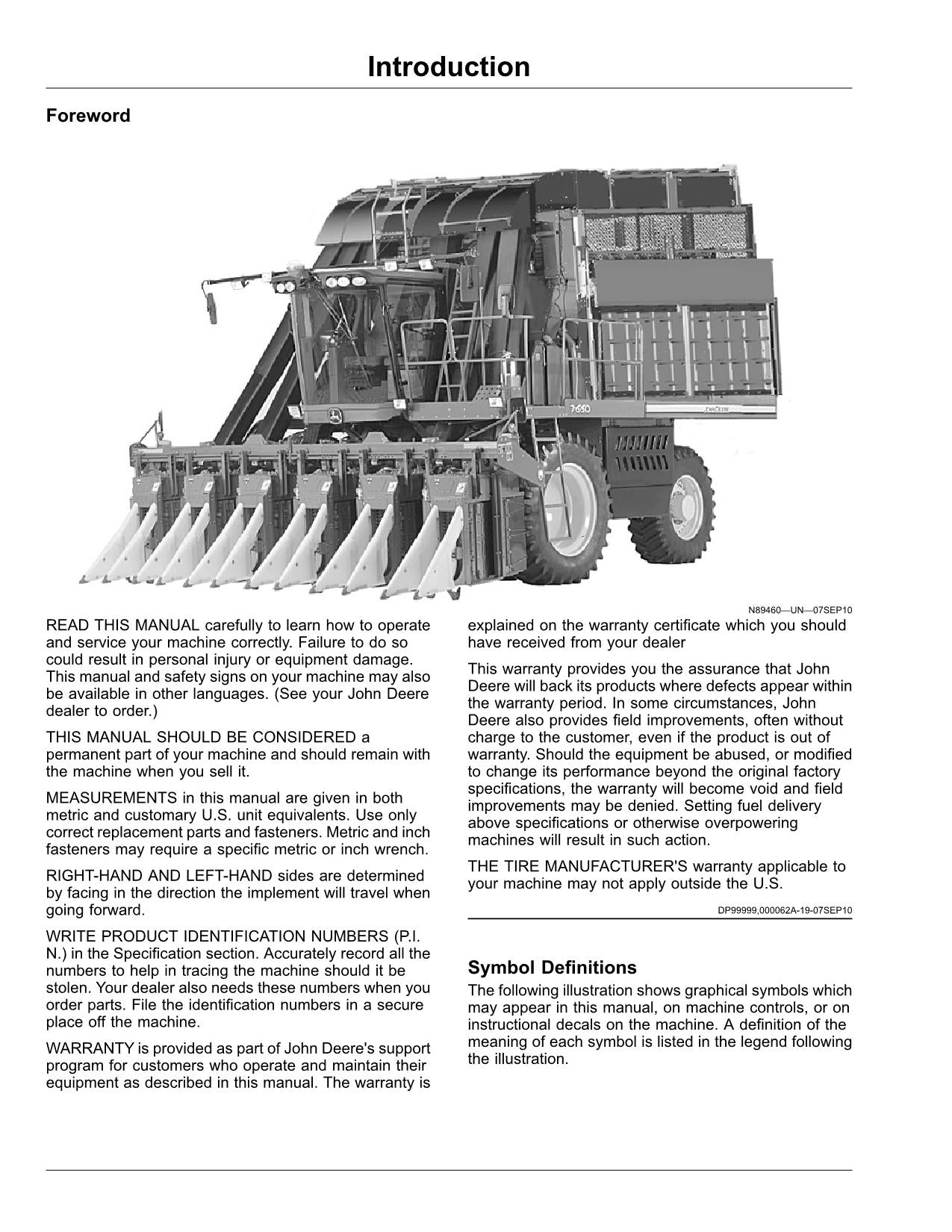 MANUEL D'UTILISATION DE LA CUEILLETTE DE COTON JOHN DEERE 7660 #9