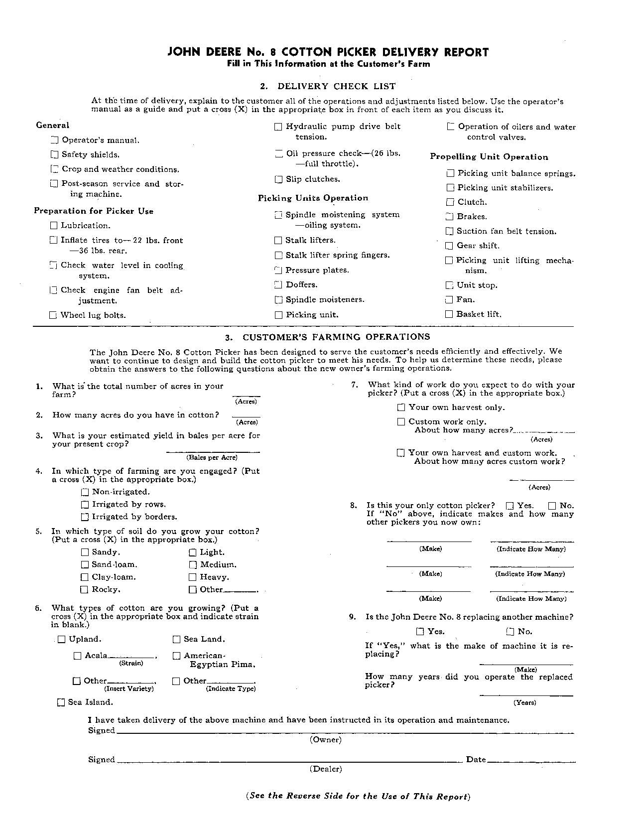 JOHN DEERE 8 COTTON PICKER OPERATORS MANUAL #2