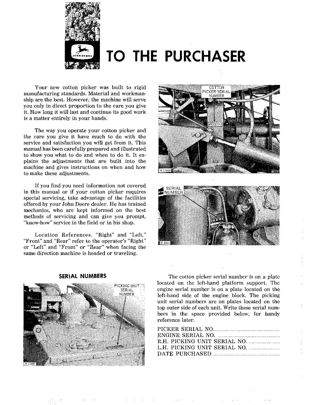 JOHN DEERE 299 COTTON PICKER OPERATORS MANUAL #3