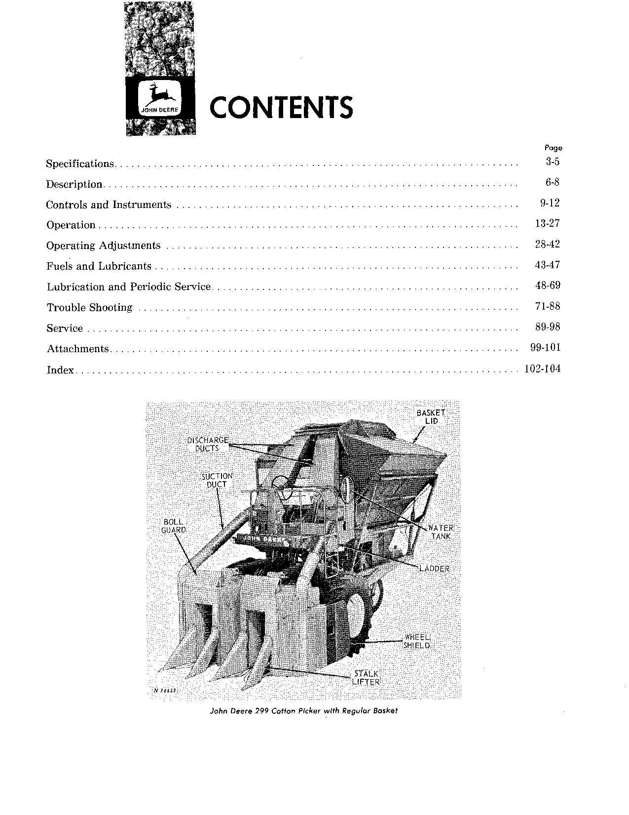 JOHN DEERE 299 BAUMWOLLPFLÜCKER - BEDIENUNGSANLEITUNG NR. 4