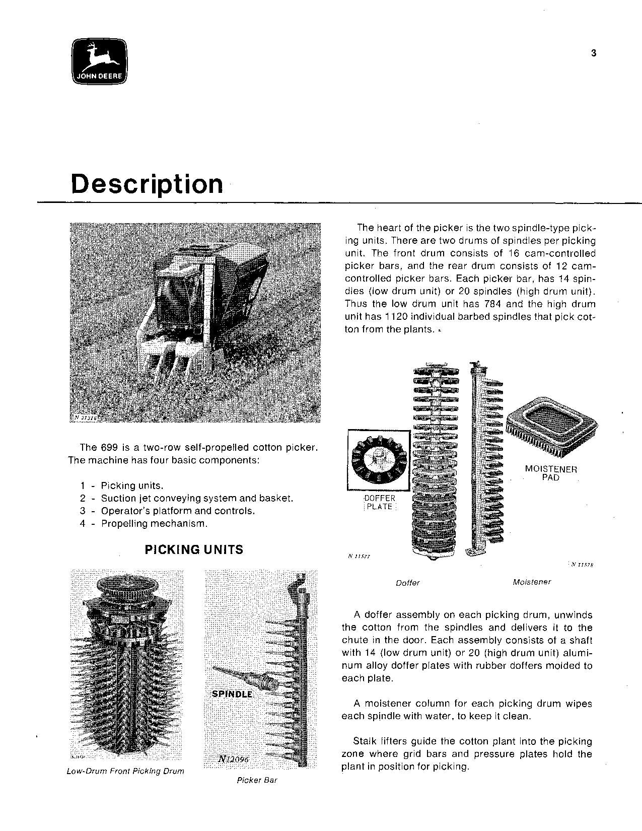 JOHN DEERE 699 COTTON PICKER OPERATORS MANUAL #3