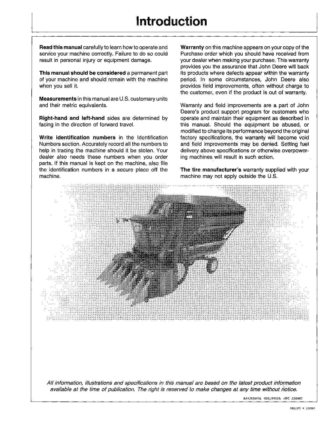 JOHN DEERE 9950 COTTON PICKER OPERATORS MANUAL #1