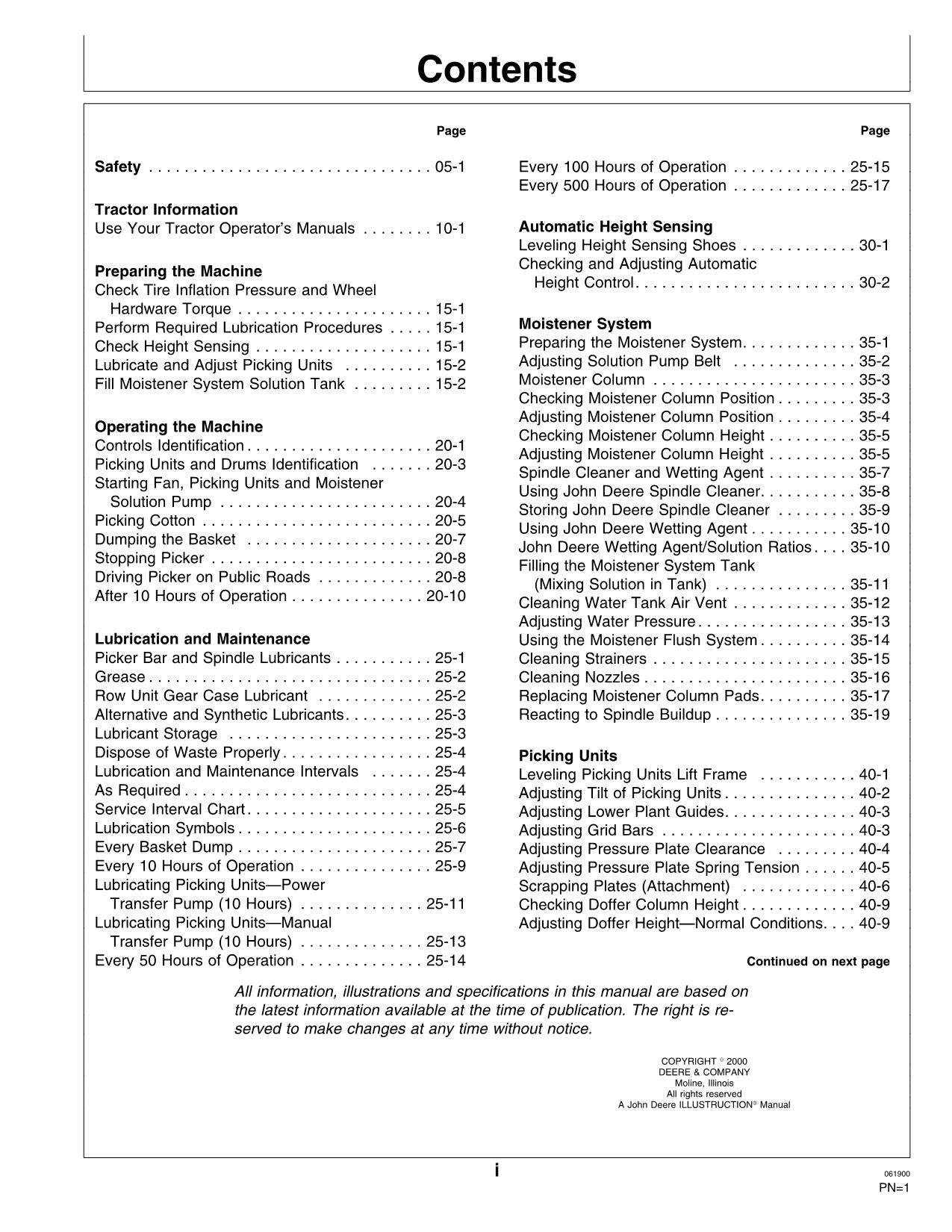 JOHN DEERE 990 COTTON PICKER OPERATORS MANUAL