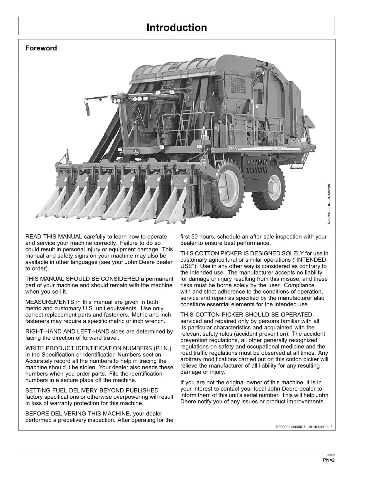 JOHN DEERE 7760 COTTON PICKER OPERATORS MANUAL #14