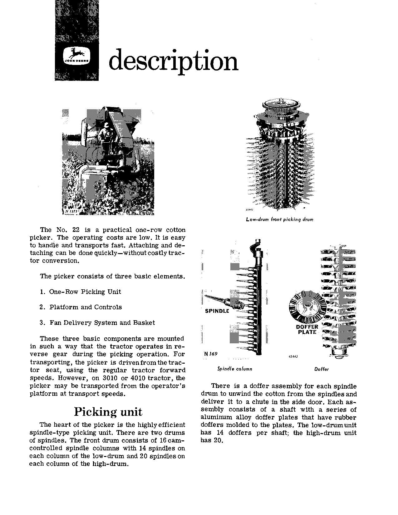 JOHN DEERE 22 COTTON PICKER OPERATORS MANUAL #4