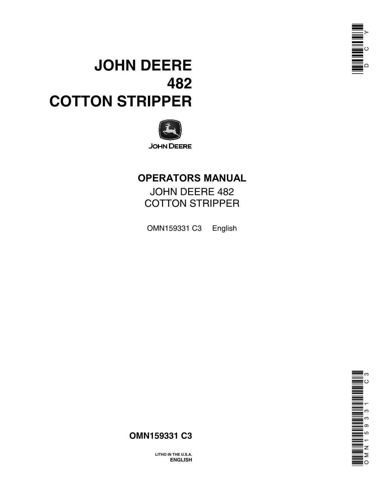 MANUEL D'UTILISATION DE LA CUEILLETTE DE COTON JOHN DEERE 482 #1