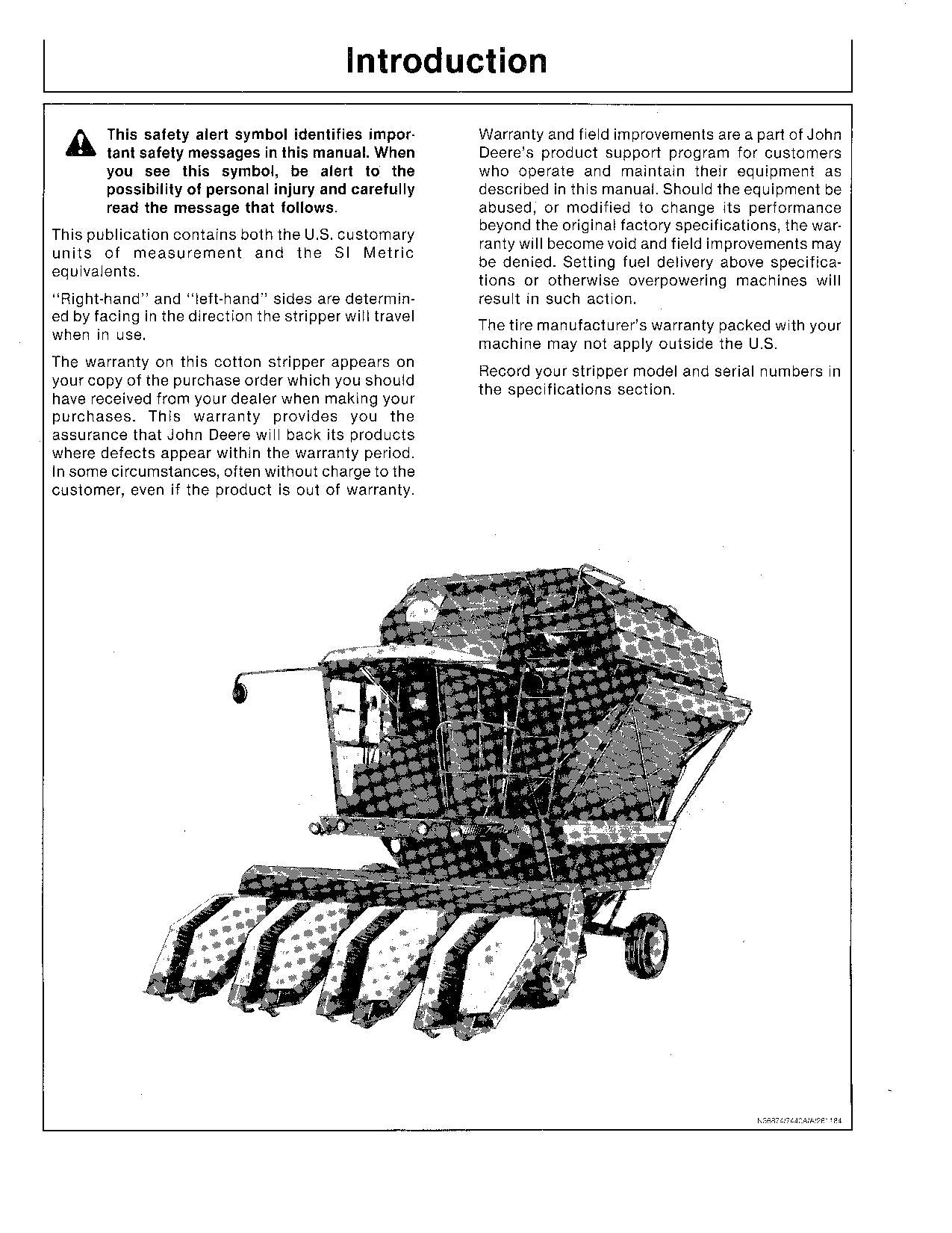 JOHN DEERE 7440 BAUMWOLLPFLÜCKER BEDIENUNGSANLEITUNG