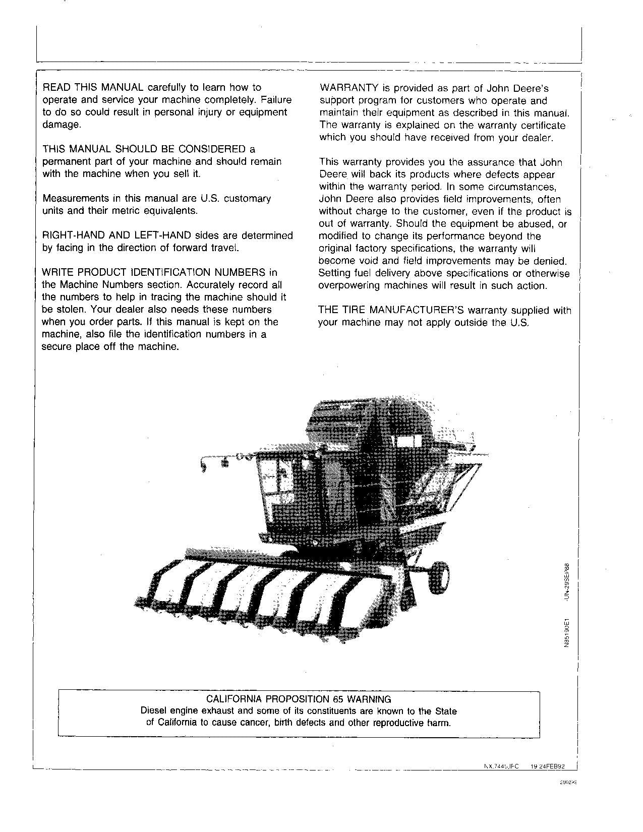 MANUEL D'UTILISATION DE LA CUEILLETTE DE COTON JOHN DEERE 7445