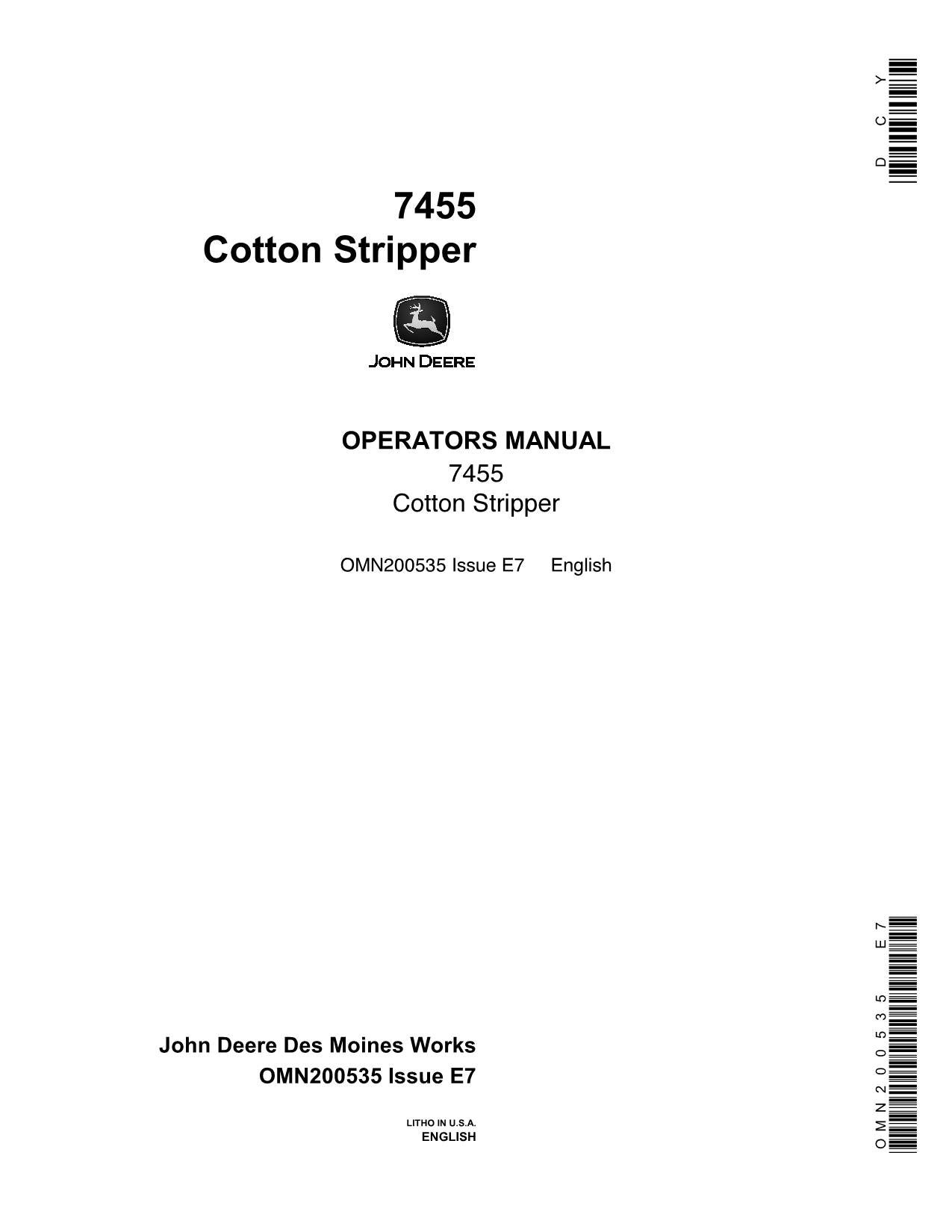 MANUEL D'UTILISATION DE LA CUEILLETTE DE COTON JOHN DEERE 7455 #2