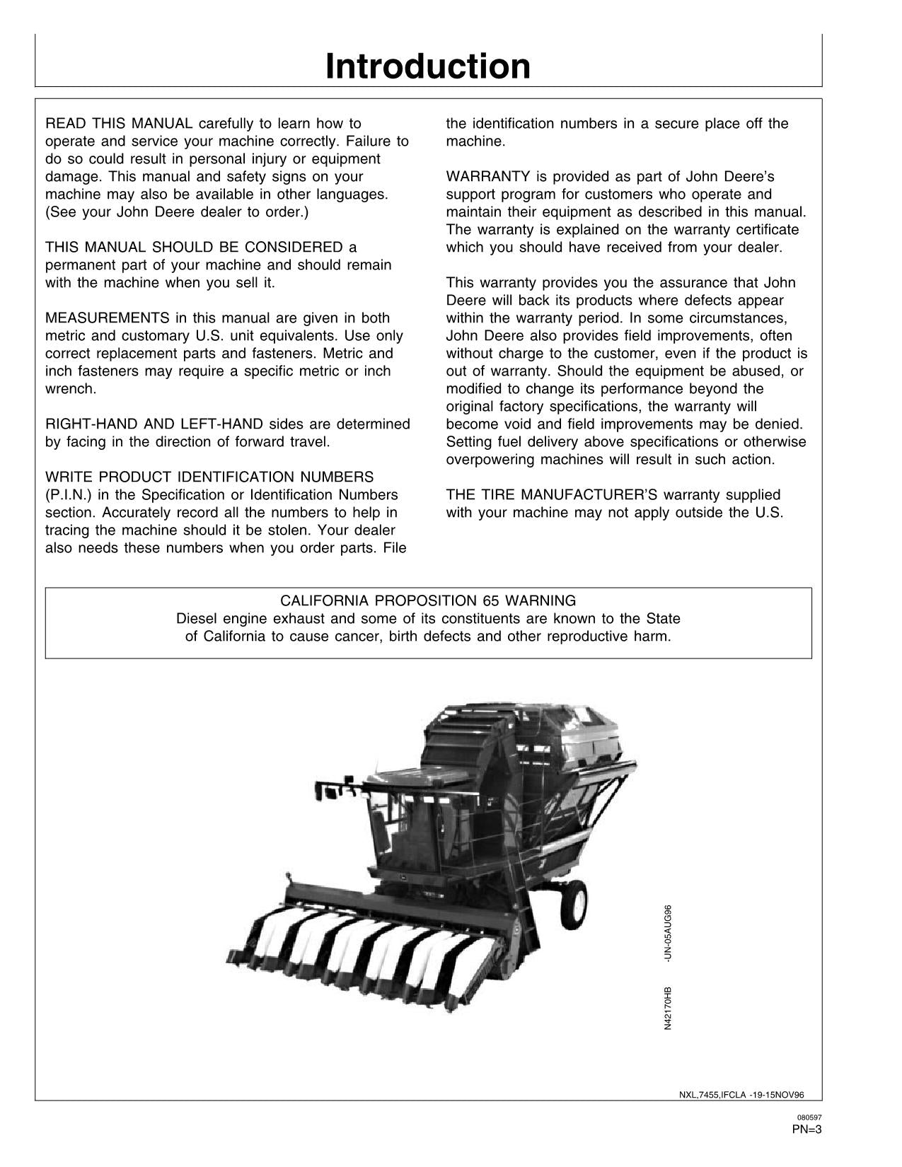 JOHN DEERE 7455 BAUMWOLLPFLÜCKER BEDIENUNGSANLEITUNG #2