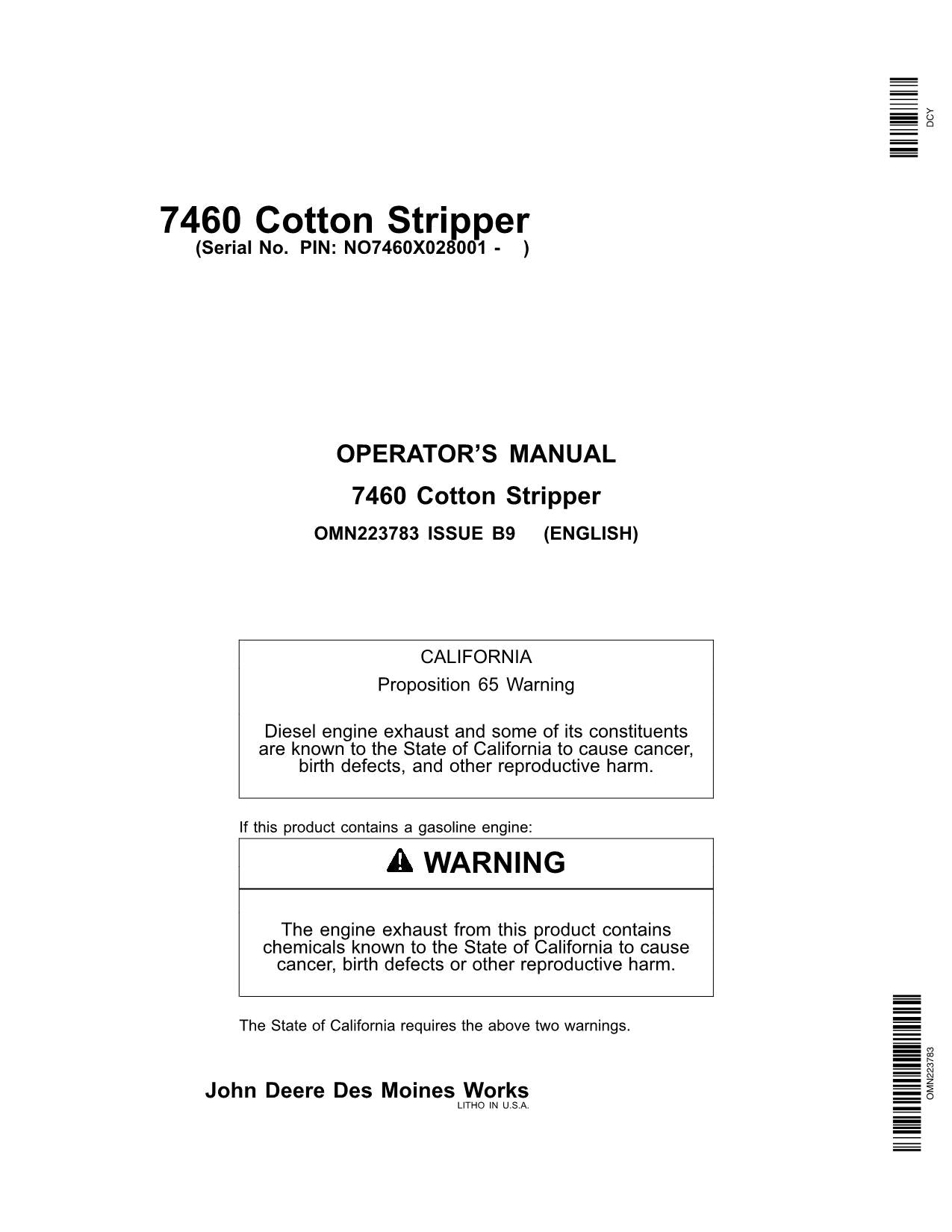 JOHN DEERE 7460 COTTON PICKER OPERATORS MANUAL #4