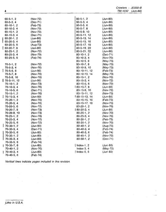 JOHN DEERE 350B CRAWLER LOADER TRACTOR OPERATION SERVICE  MANUAL