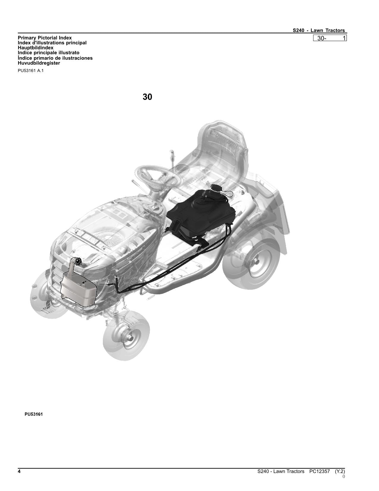 JOHN DEERE S240 TRACTOR PARTS CATALOG MANUAL