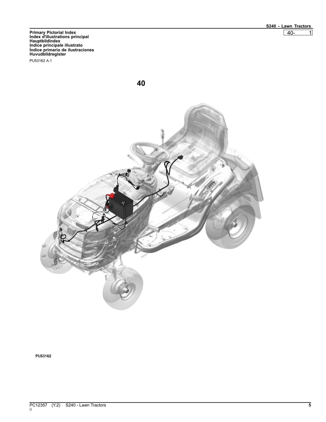 JOHN DEERE S240 TRACTOR PARTS CATALOG MANUAL