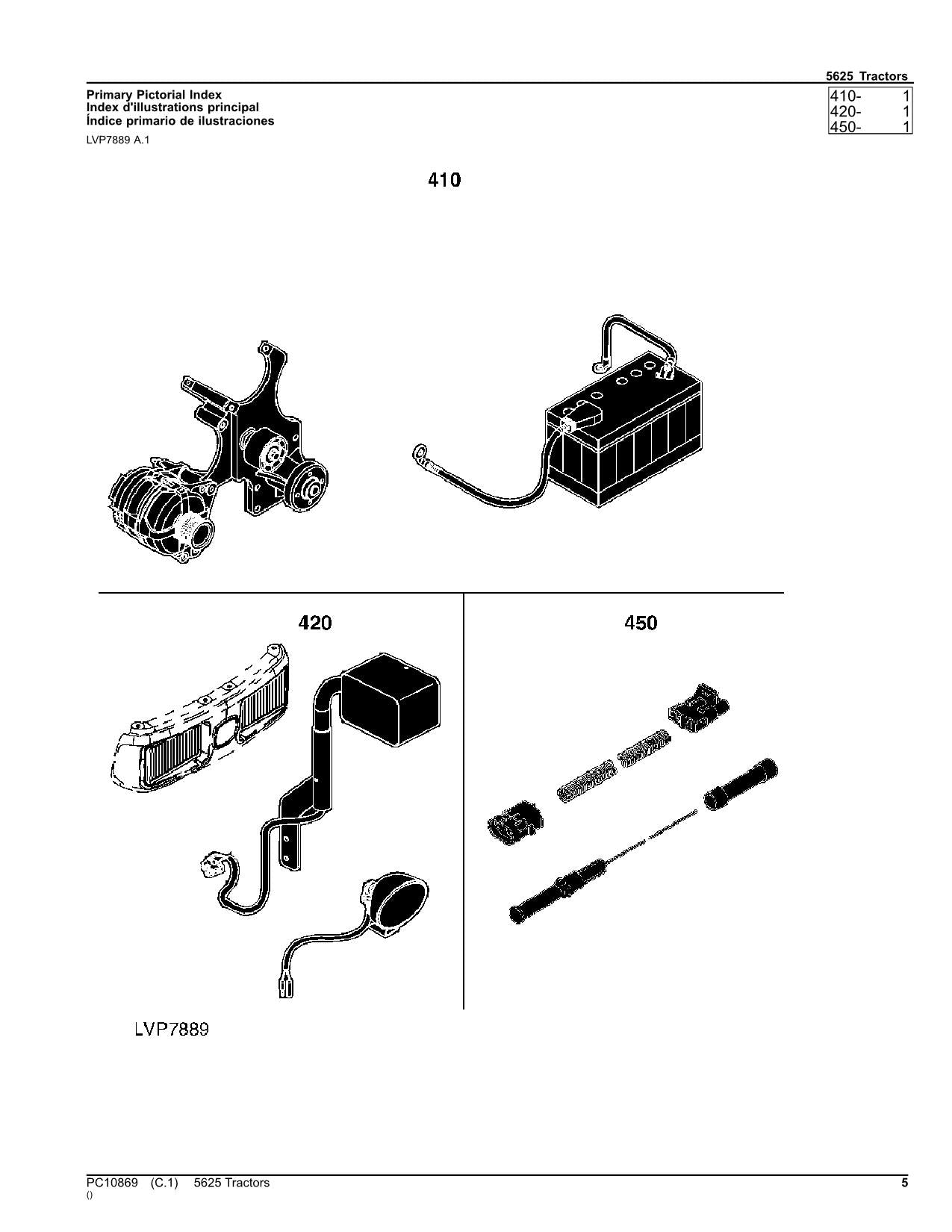 JOHN DEERE 5625 TRACTOR PARTS CATALOG MANUAL