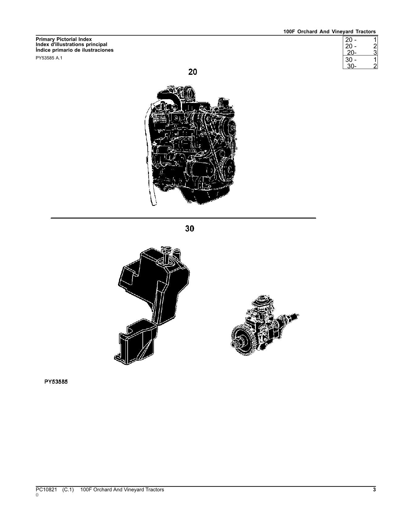 JOHN DEERE 100F TRACTOR PARTS CATALOG MANUAL