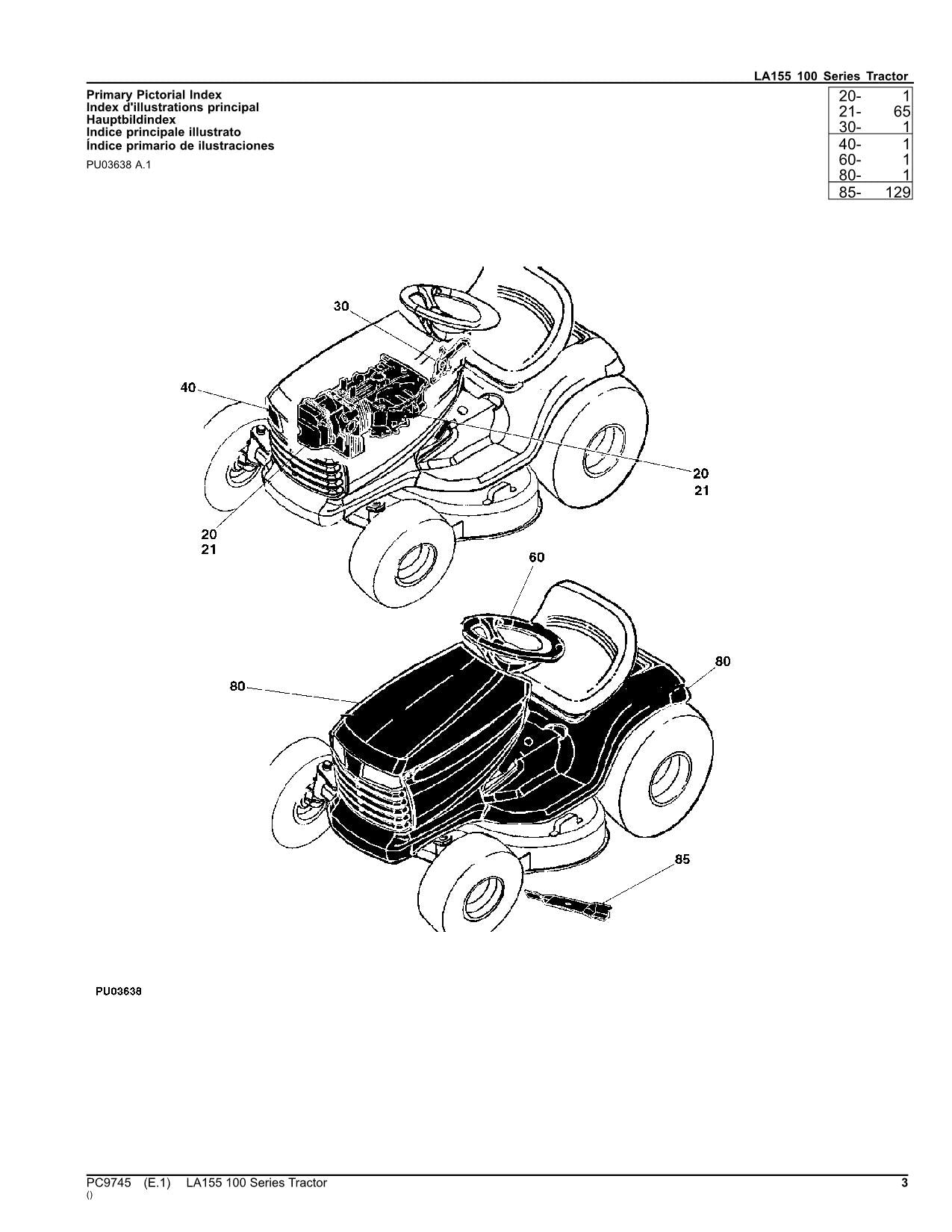 JOHN DEERE LA155 TRACTOR PARTS CATALOG MANUAL