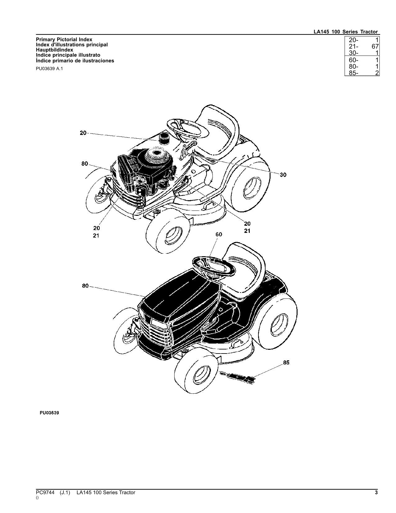 JOHN DEERE LA145 TRACTOR PARTS CATALOG MANUAL