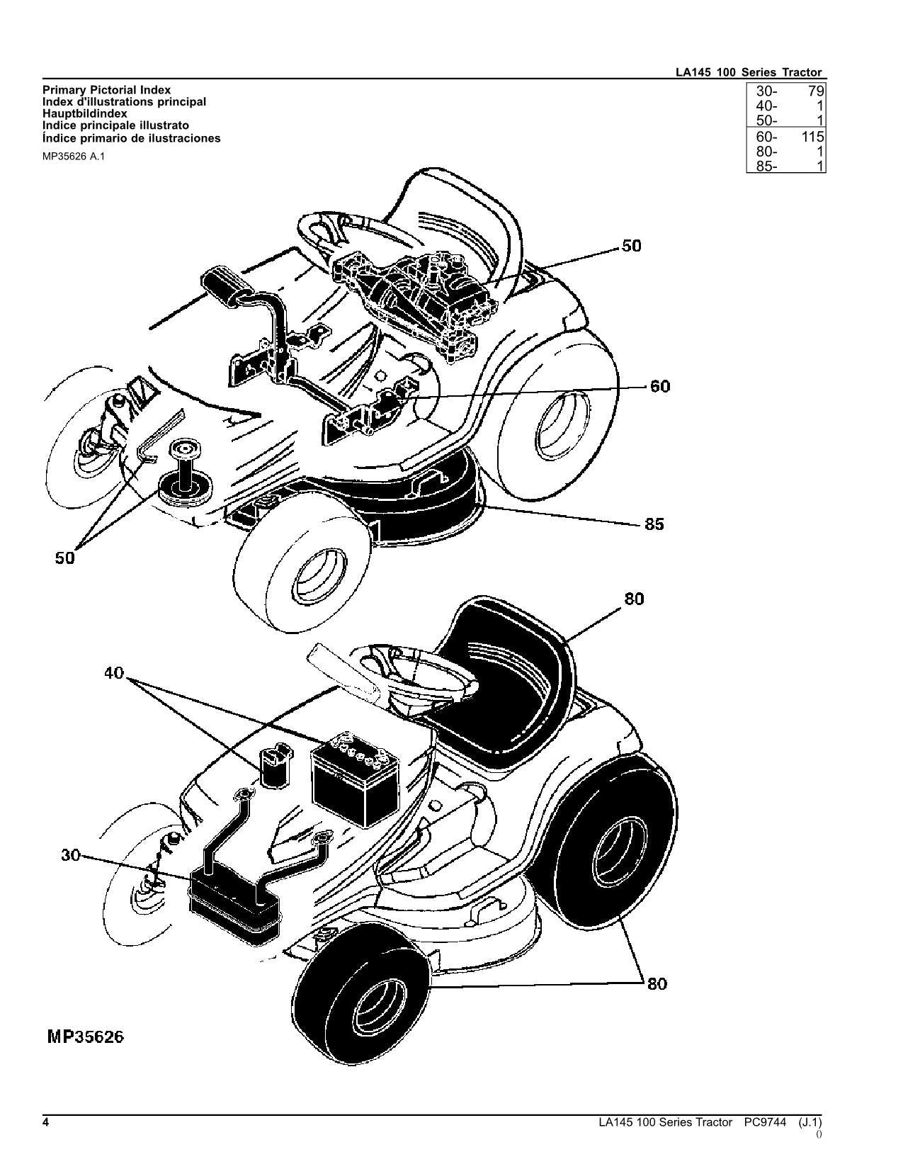 MANUEL DU CATALOGUE DES PIÈCES DU TRACTEUR JOHN DEERE LA145