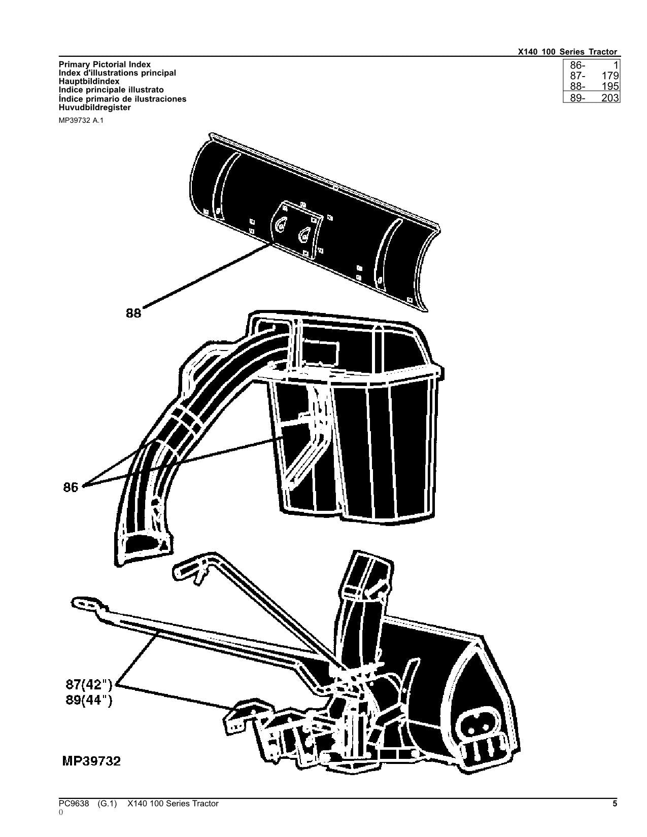 JOHN DEERE X140 TRACTOR PARTS CATALOG MANUAL