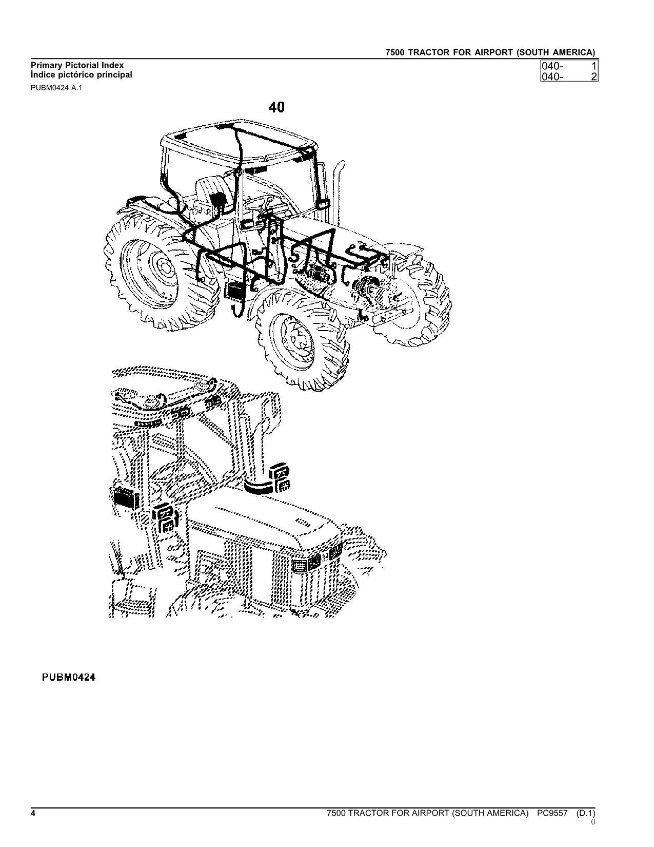 JOHN DEERE 7500 TRAKTOR ERSATZTEILKATALOGHANDBUCH SÜDAMERIKANISCHE AUSGABE