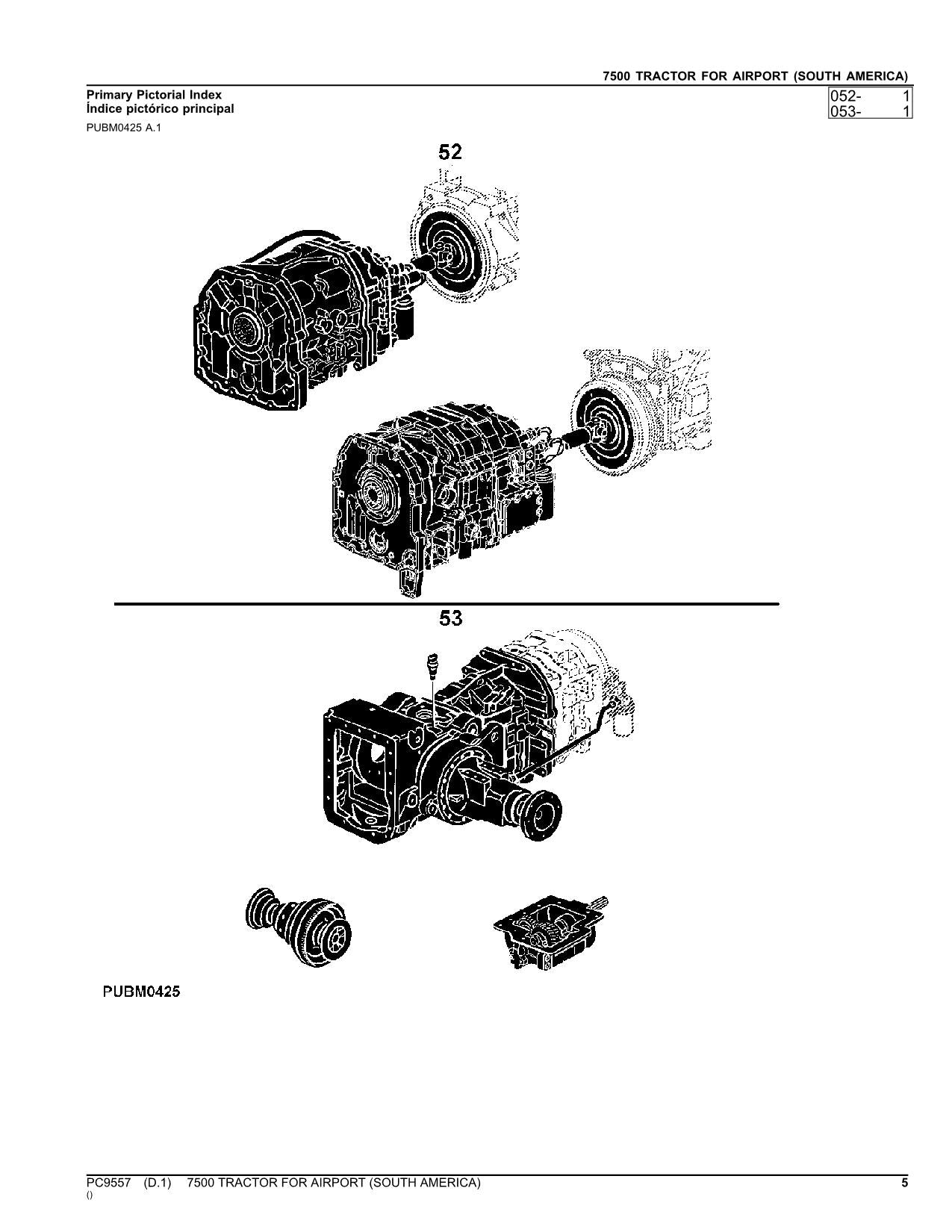 JOHN DEERE 7500 TRAKTOR ERSATZTEILKATALOGHANDBUCH SÜDAMERIKANISCHE AUSGABE